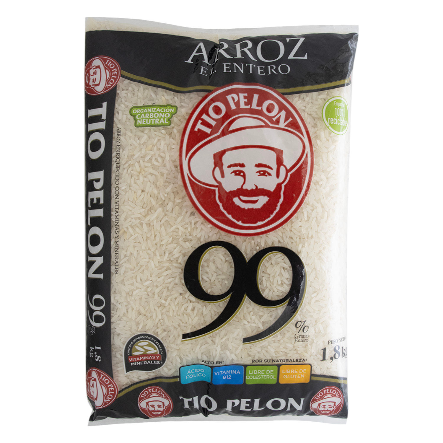 Arroz Blanco 99% Tio Pelon Paquete 1800 G