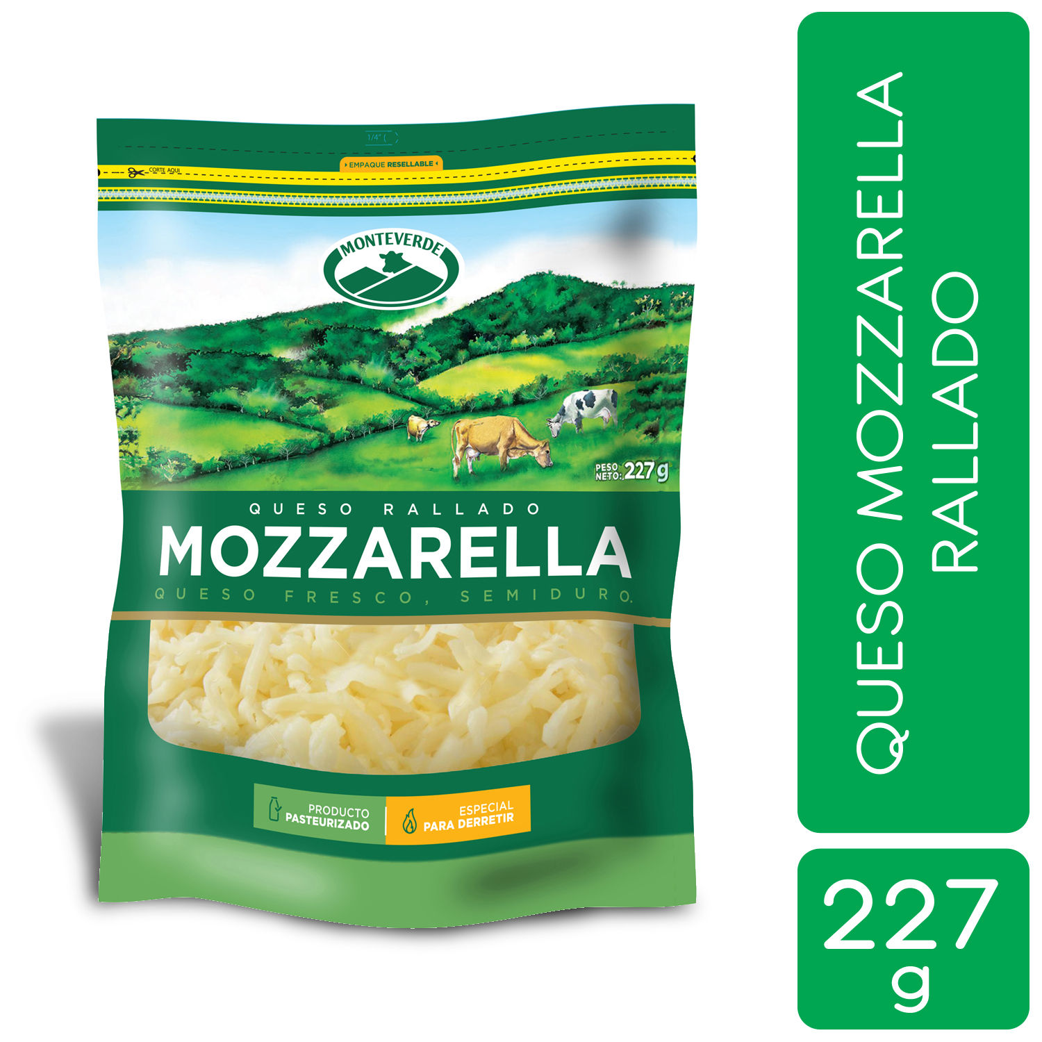 Queso Mozzarella Rallado Monteverde Paquete 227 G