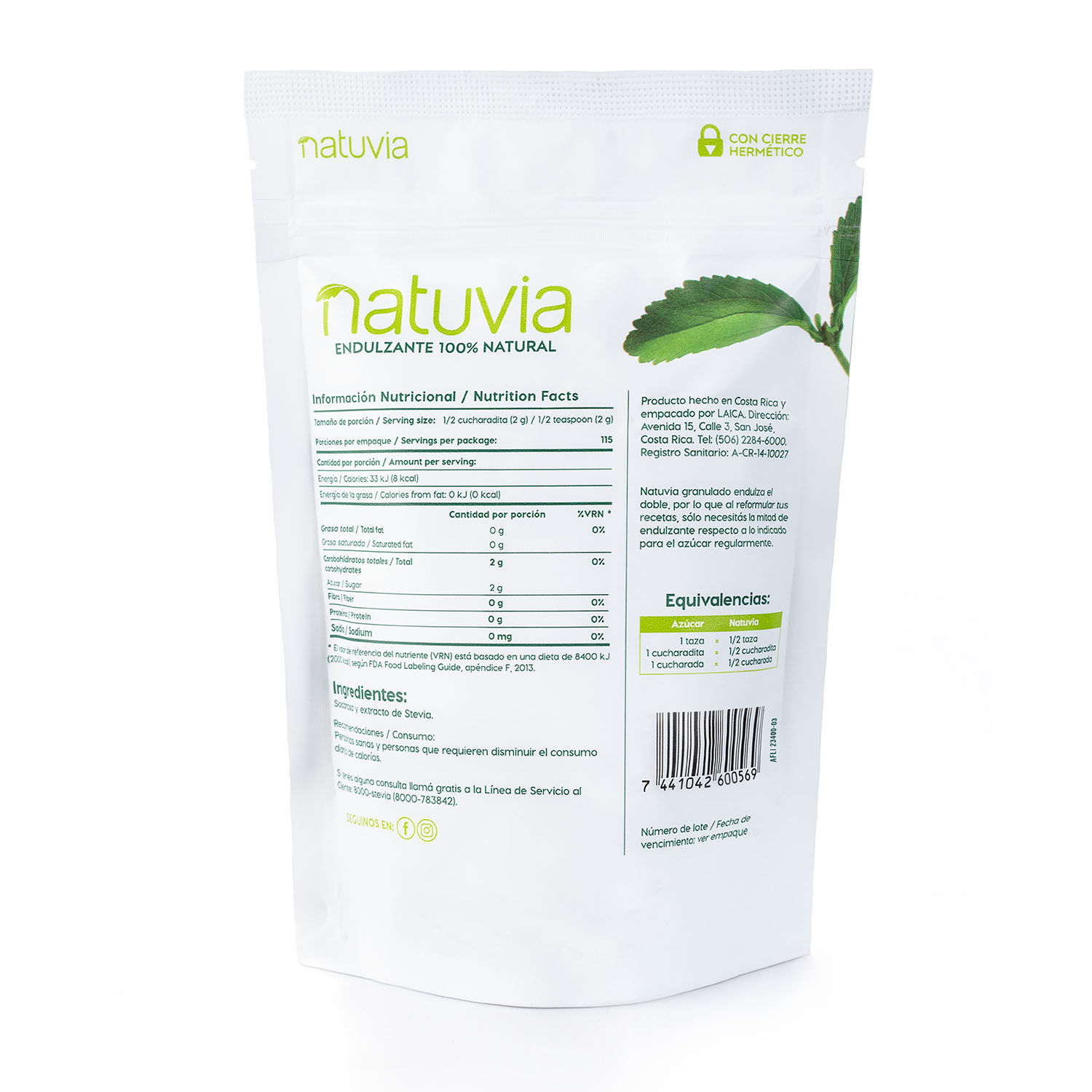 Edulcorante Polvo Natuvia Paquete 230 G