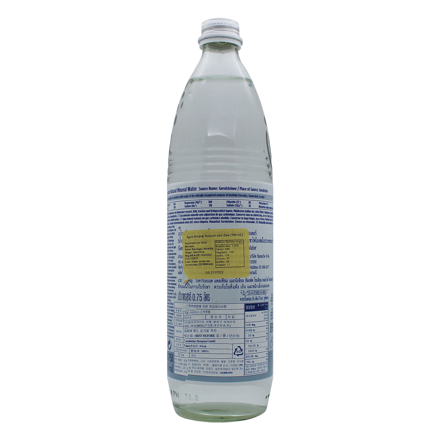 Agua Gasificada Natural Mineral Gerolsteiner Envase 750 Ml