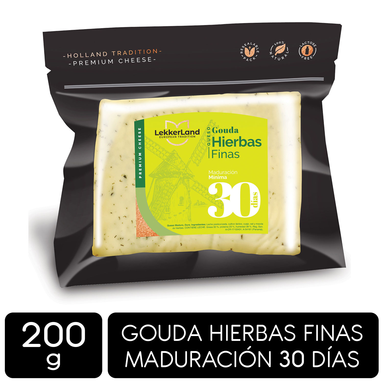 Queso Gouda Hierbas Finas Lekkerland Paquete 200 G