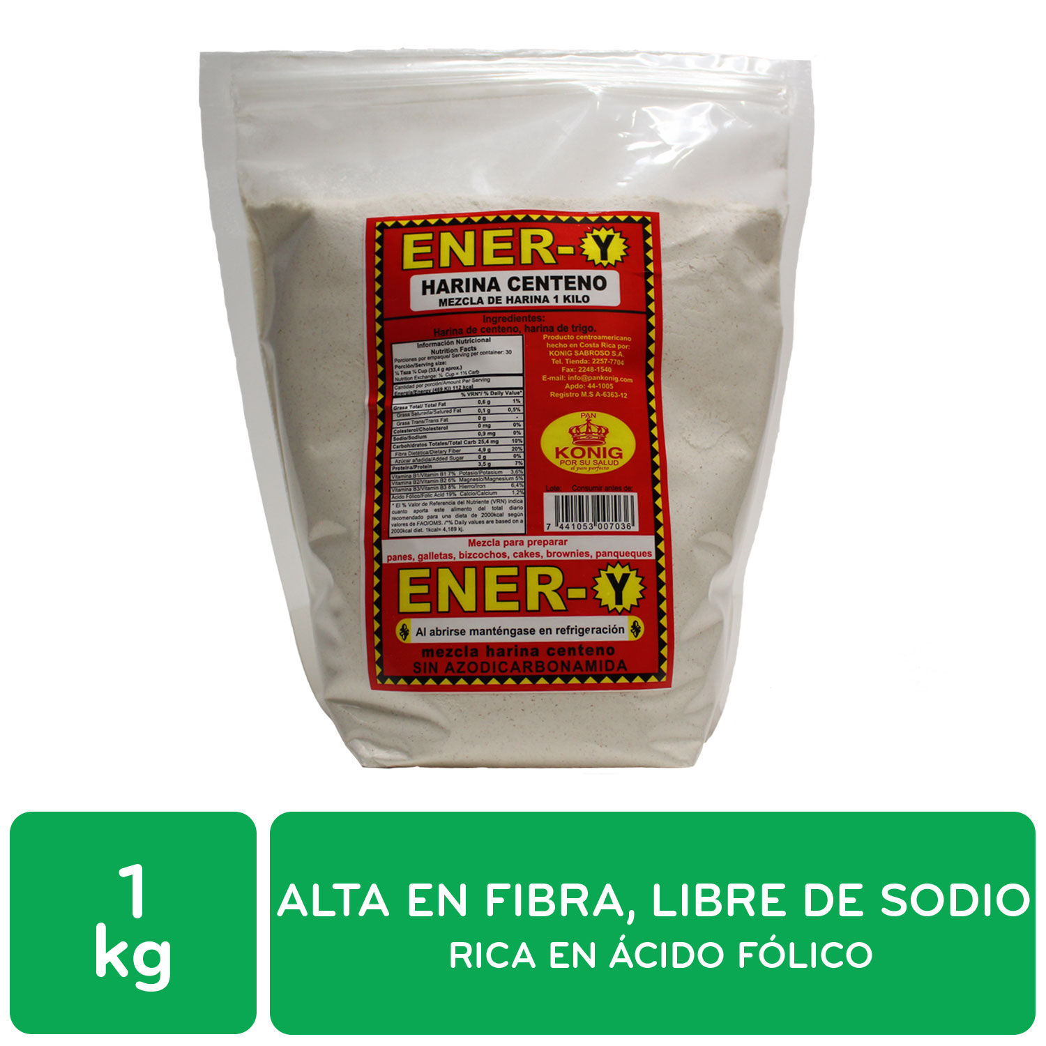 Harina Integral Centeno Konig Paquete 1000 G