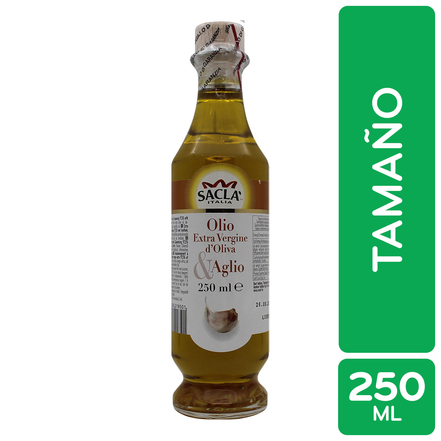 Aceite Oliva Extra Virgen Ajo Sacla Botella 250 Ml