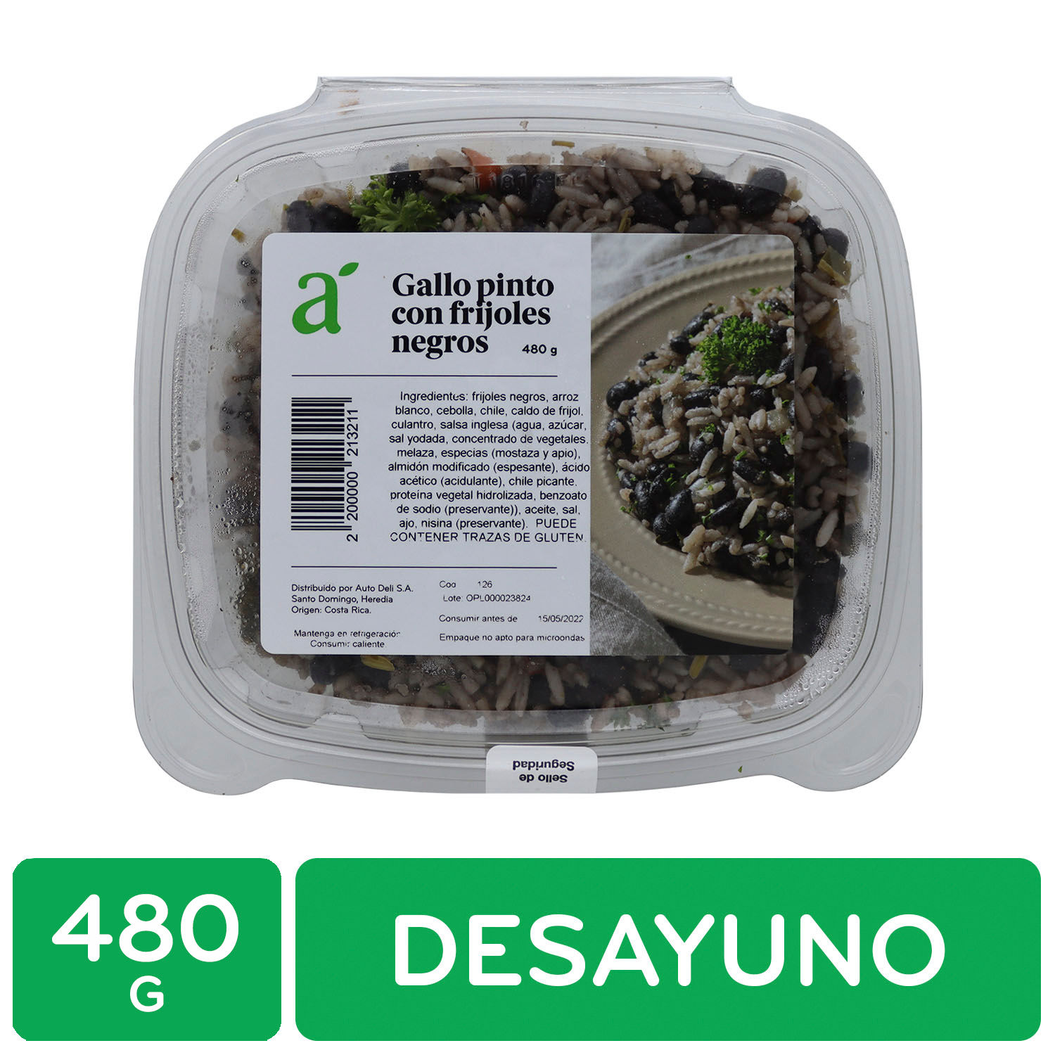 Gallo Pinto Frijol Negro Auto Mercado Unidad 480 G