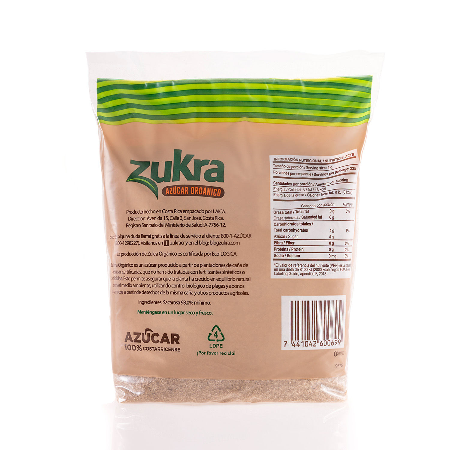 Azucar Crudo Organico Zukra Paquete 900 G