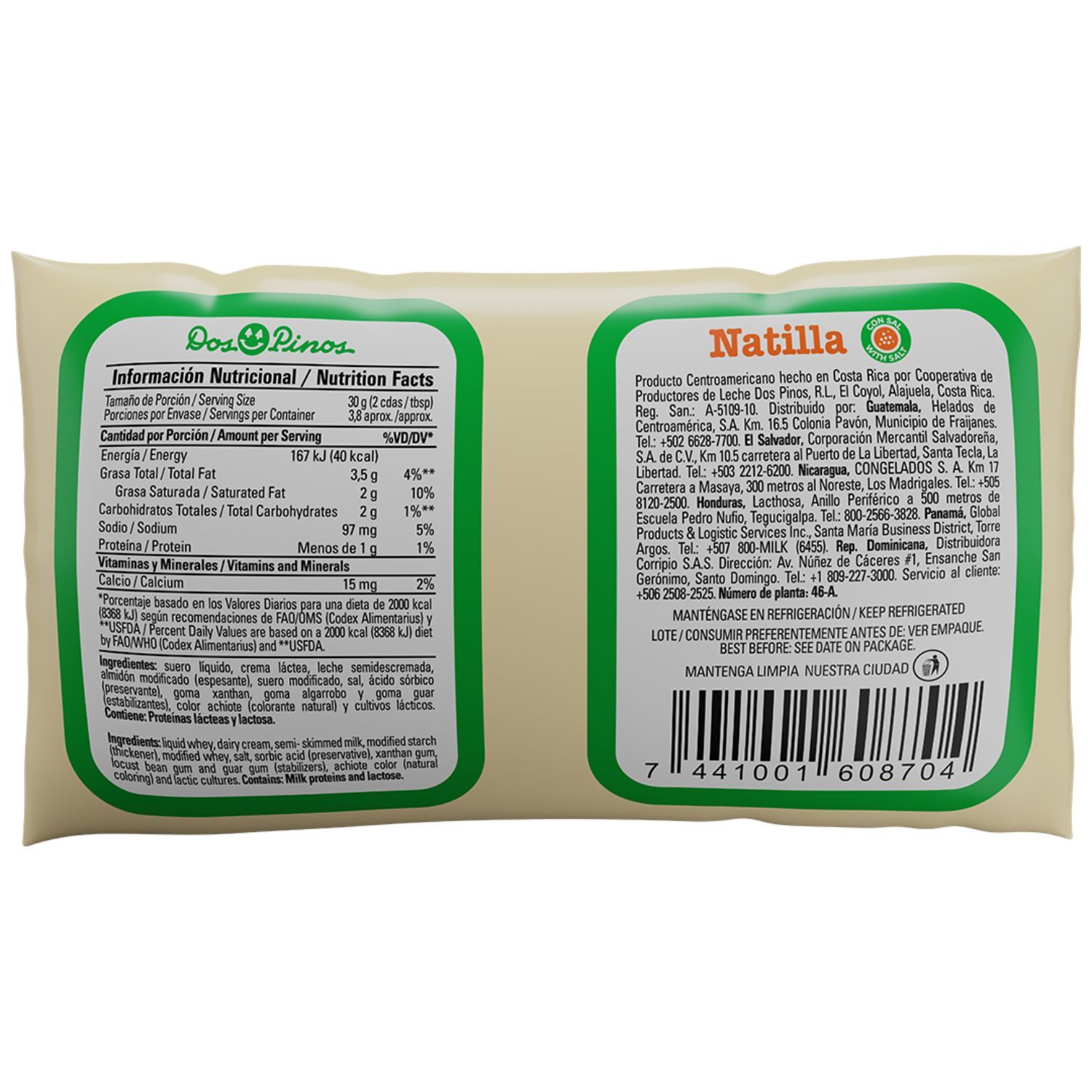 Natilla Con Sal Dos Pinos Paquete 115 G