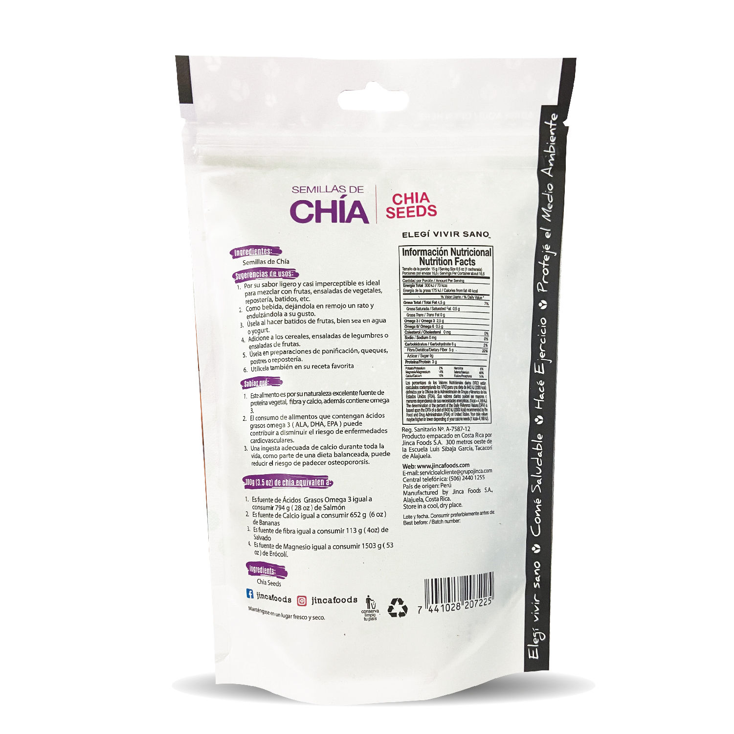 Chia Entera Sin Gluten Jinca Foods Paquete 250 G