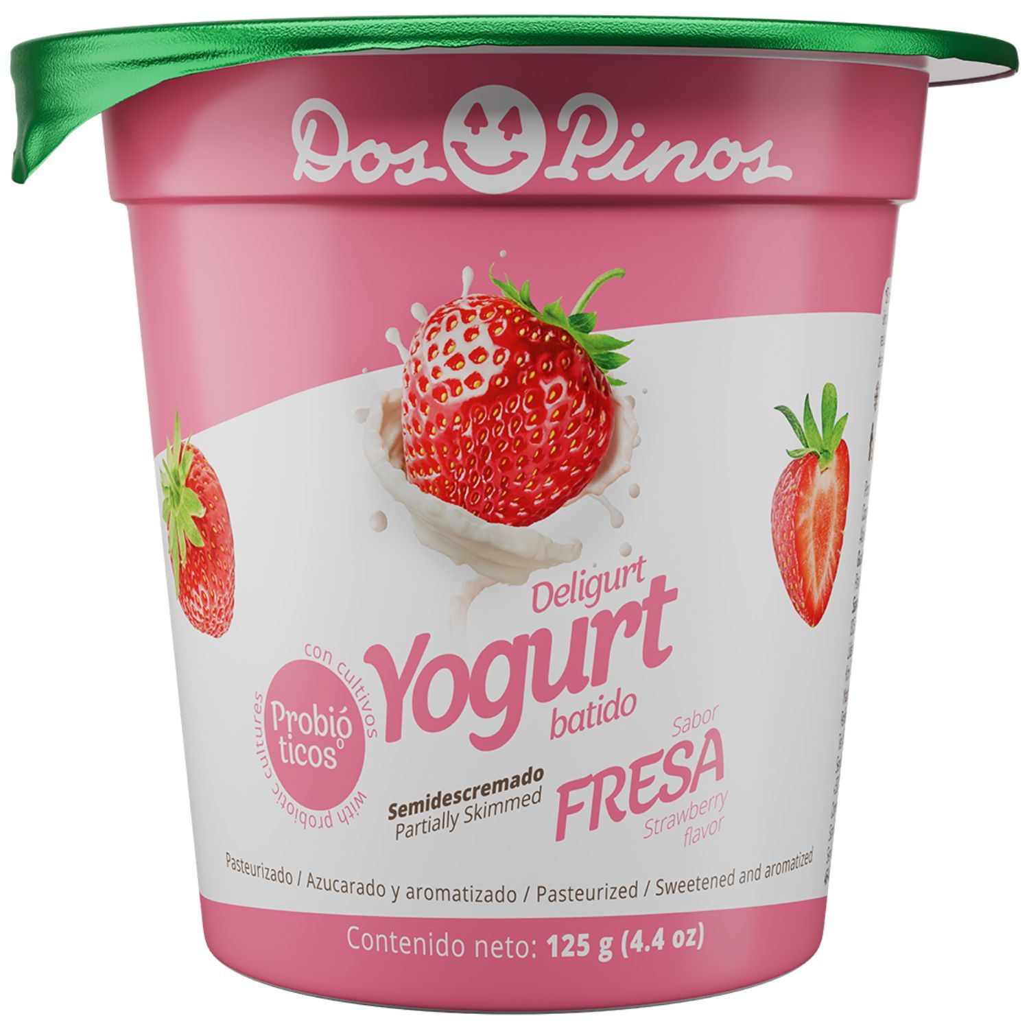 Comprar Yogurt Dos Pinos Deligurt Batido De Fresa, Semidescremado Con  Probióticos - 125g