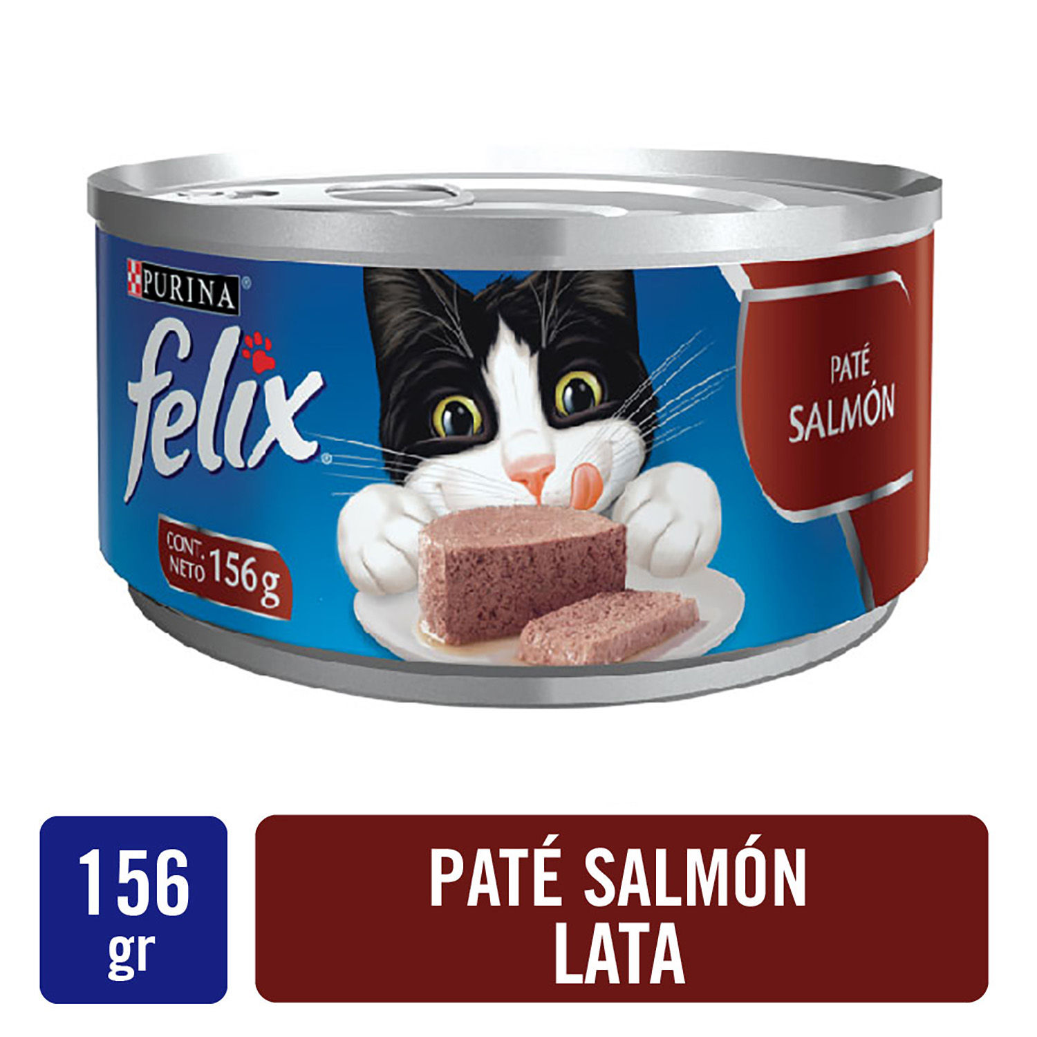 Alimento Gato Humedo Pate Salmon Felix Lata 156 G