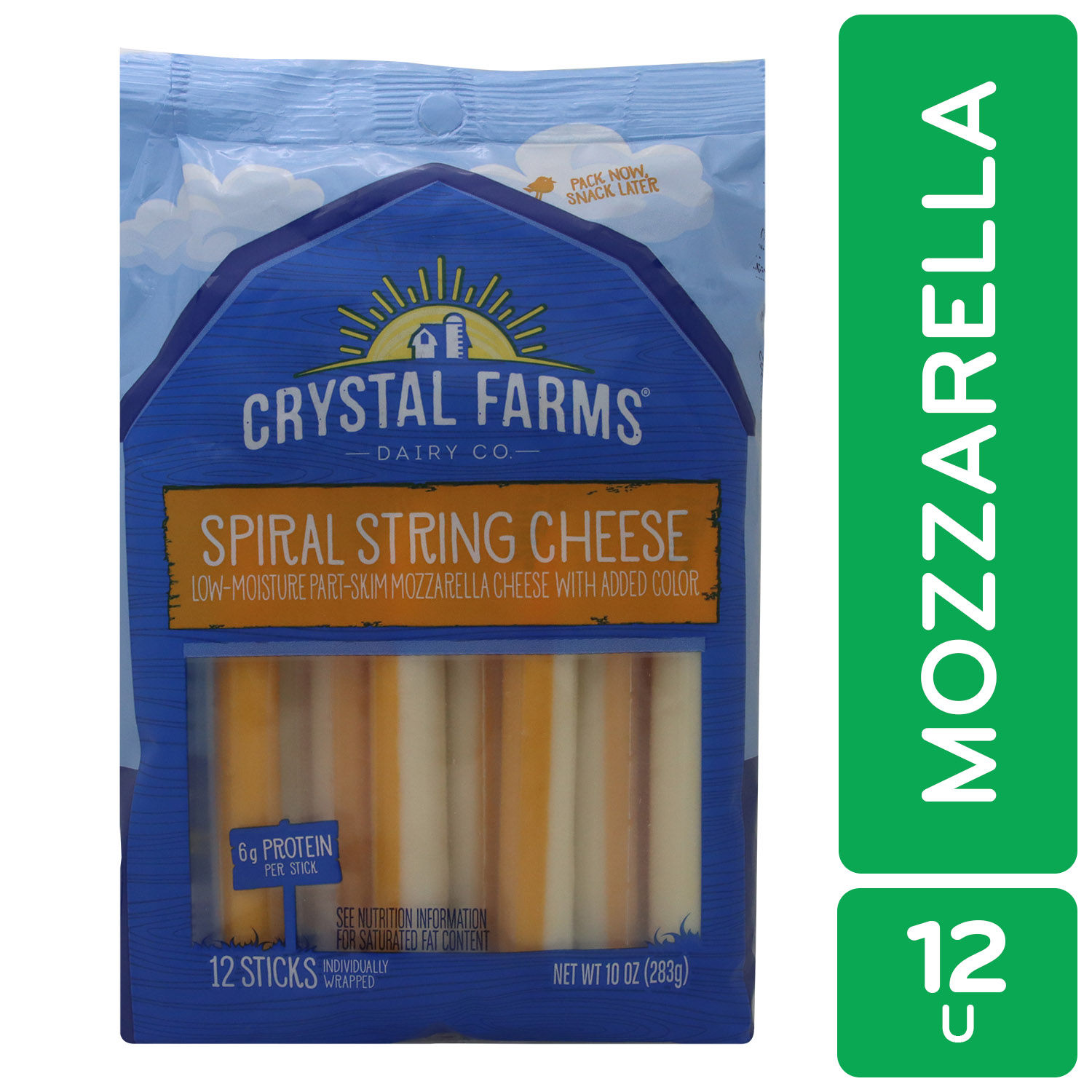 Queso Cheddar Mozzarella Barras Crystal Farms Paquete 283 G
