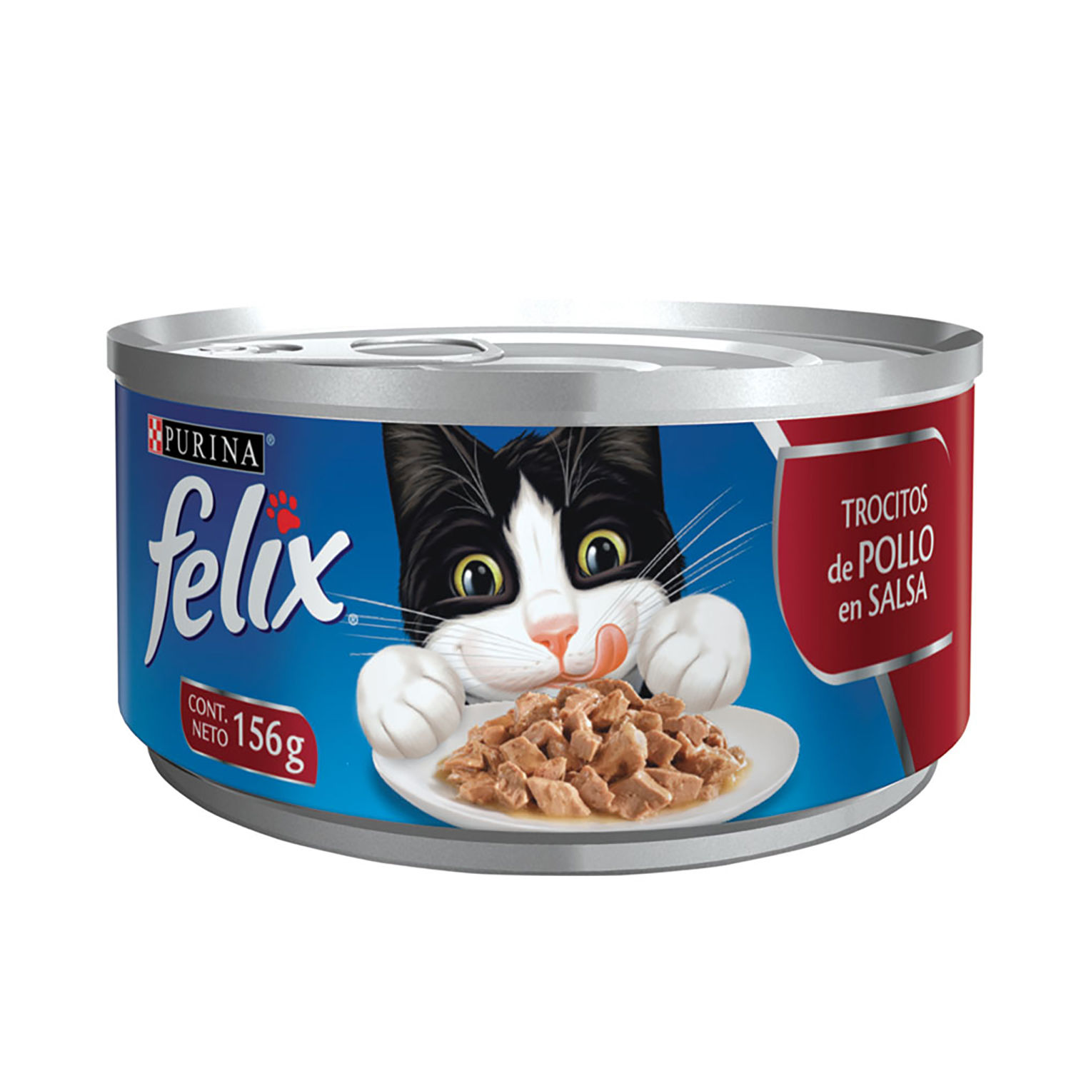 Alimento Gato Humedo Trozos Pollo Felix Lata 156 G