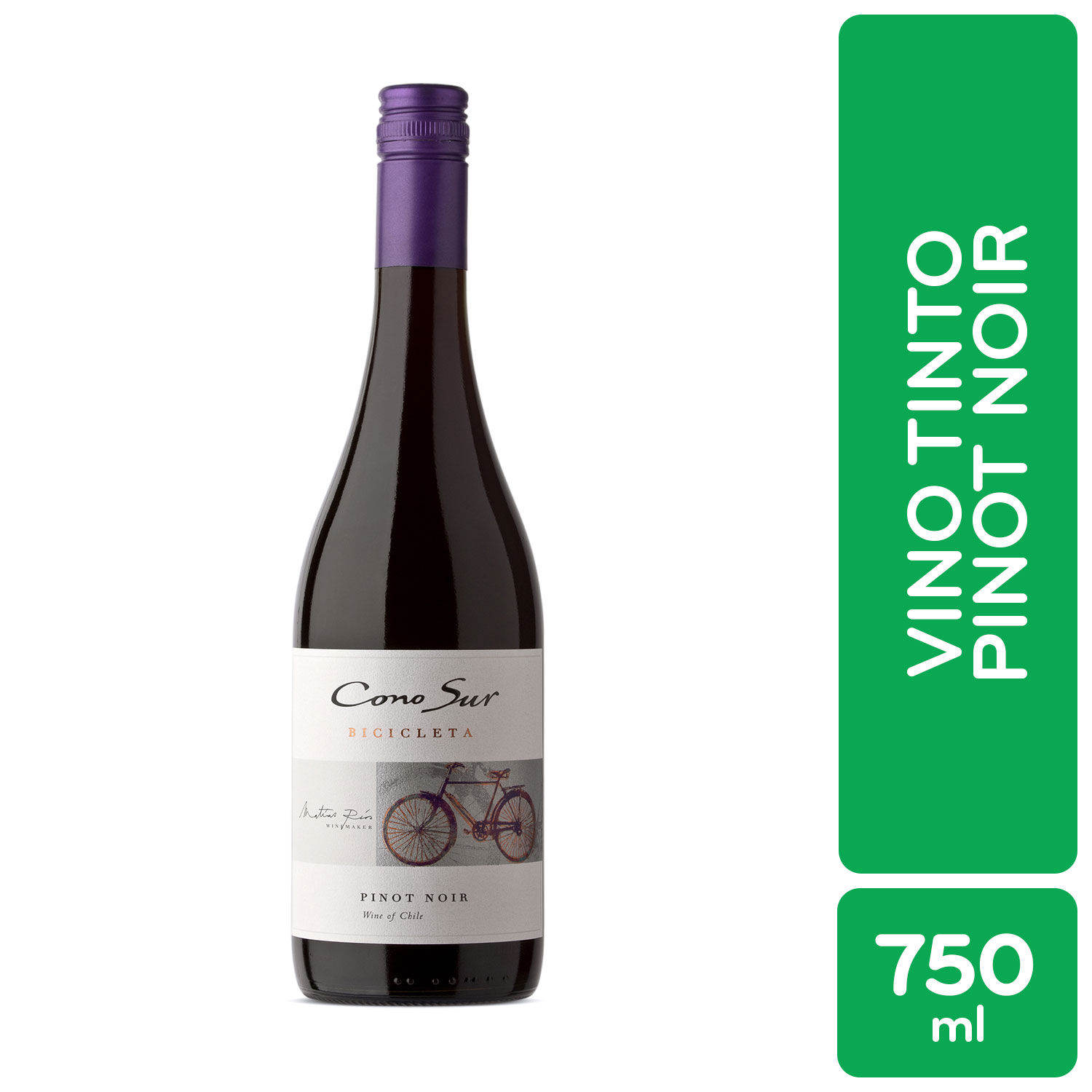 Vino Tinto Chile Pinot Noir Bicicleta Botella 750 Ml