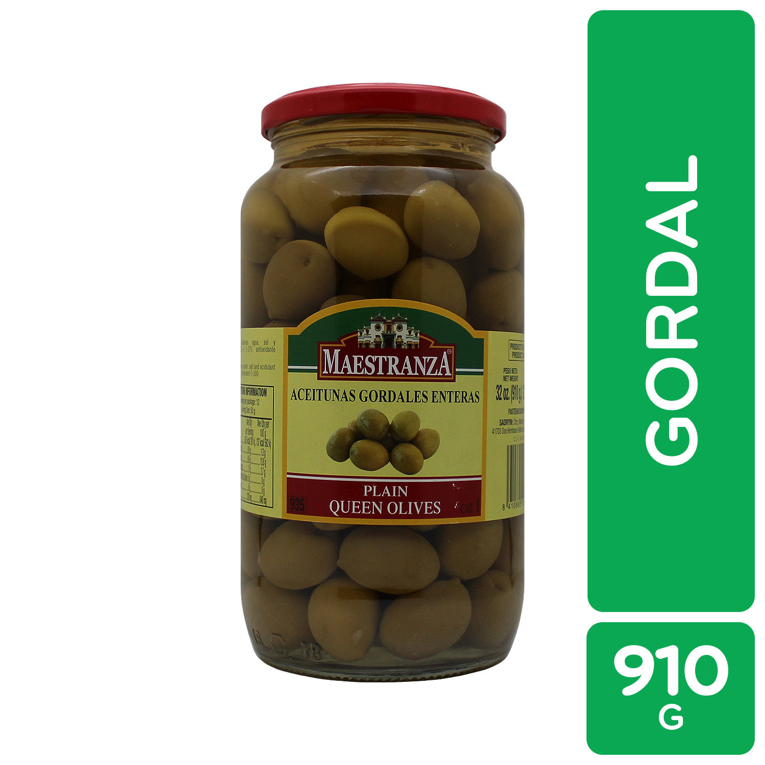 Aceituna Gordal Entera Frasco 910 G