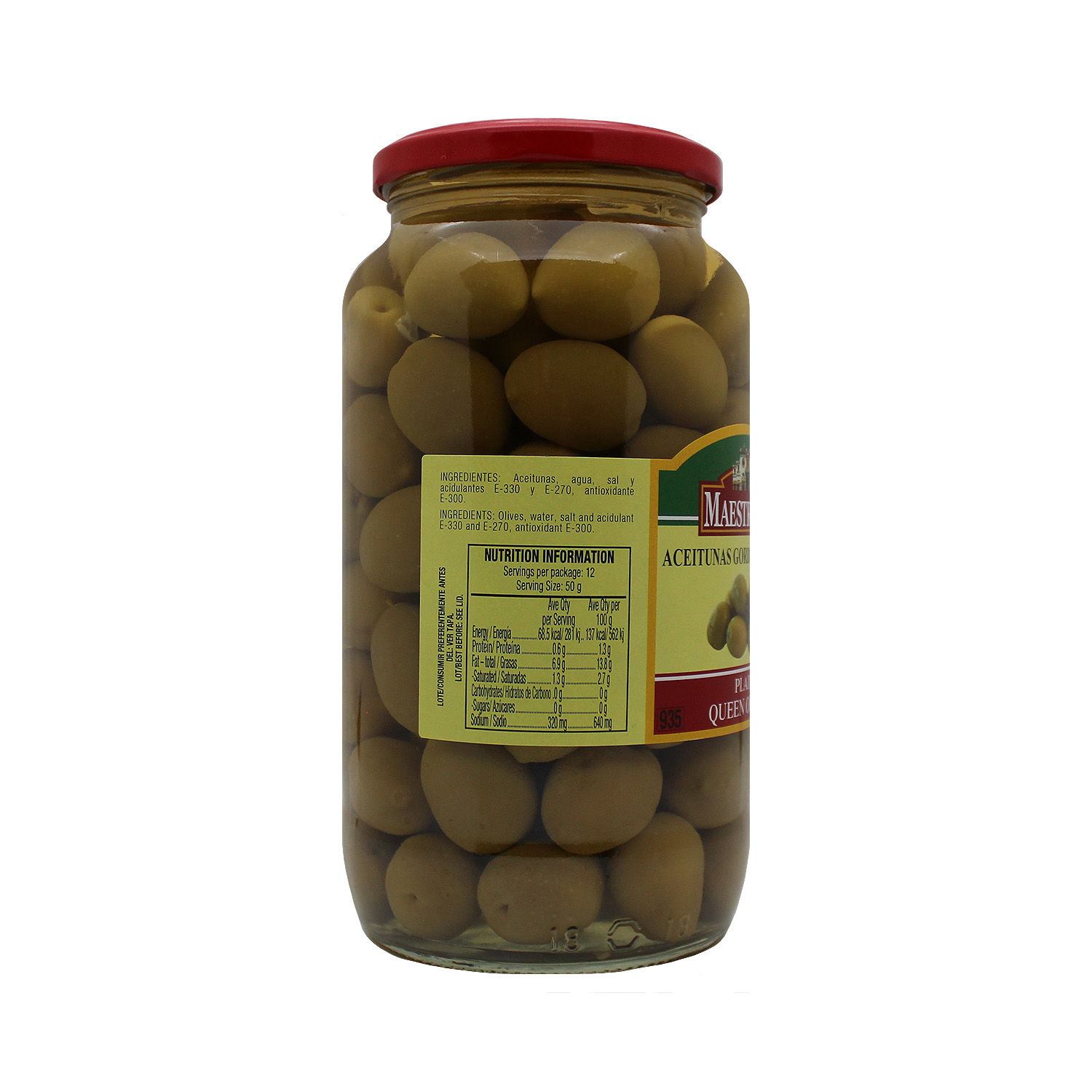 Aceituna Gordal Entera Frasco 910 G