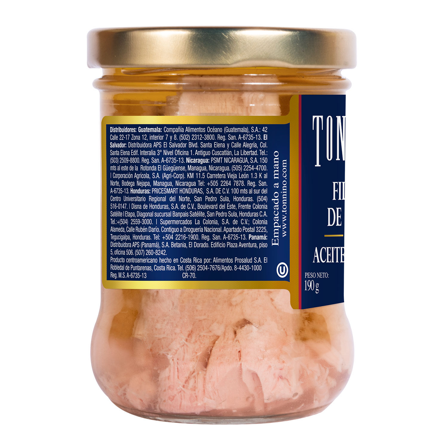 Atun Filete Aceite Oliva Tonnino Frasco 190 G