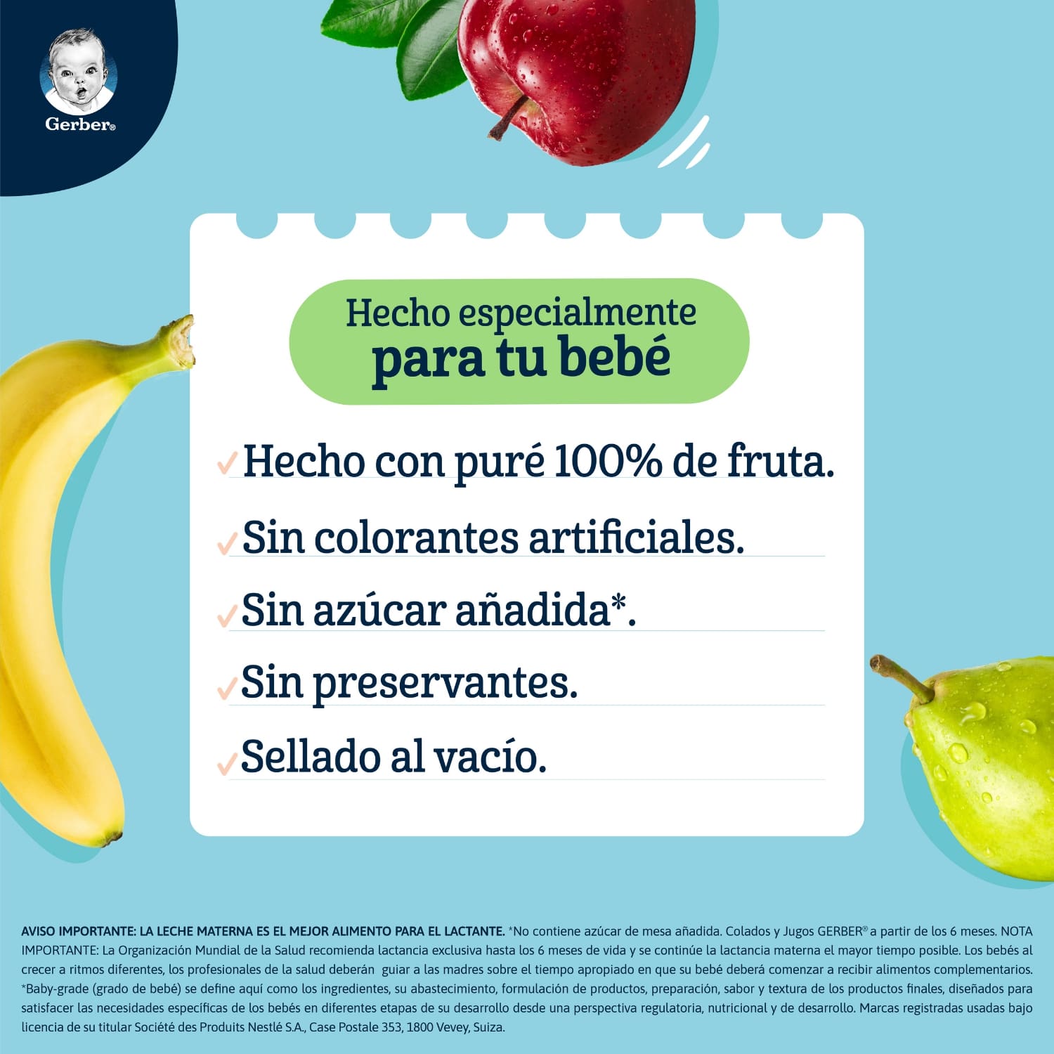 Colado Vidrio Manzana Gerber Frasco 113 G