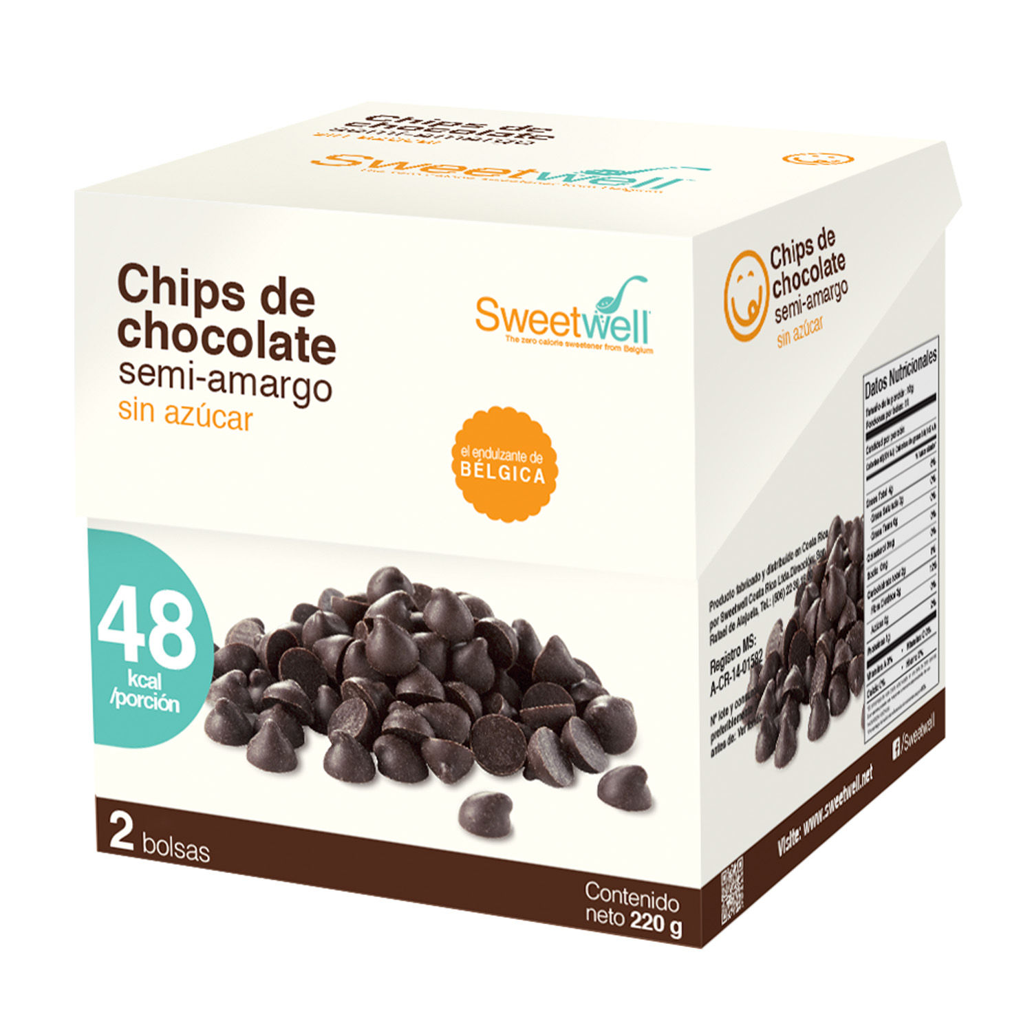 Confiteria Chips Chocolate Amargo Sweetwell Caja 220 G