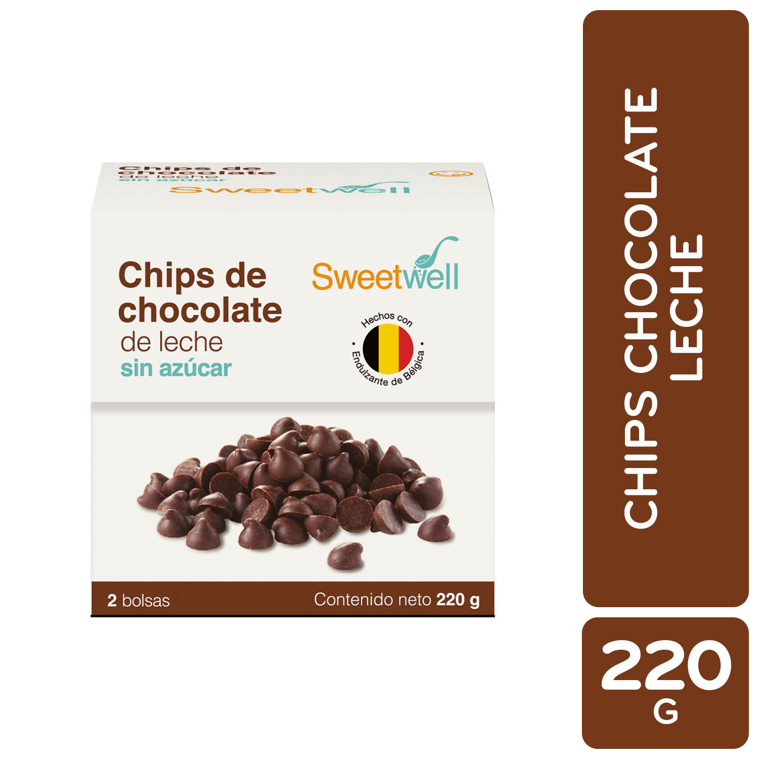 Confiteria Chips Chocolate Con Leche Sweetwell Caja 220 G