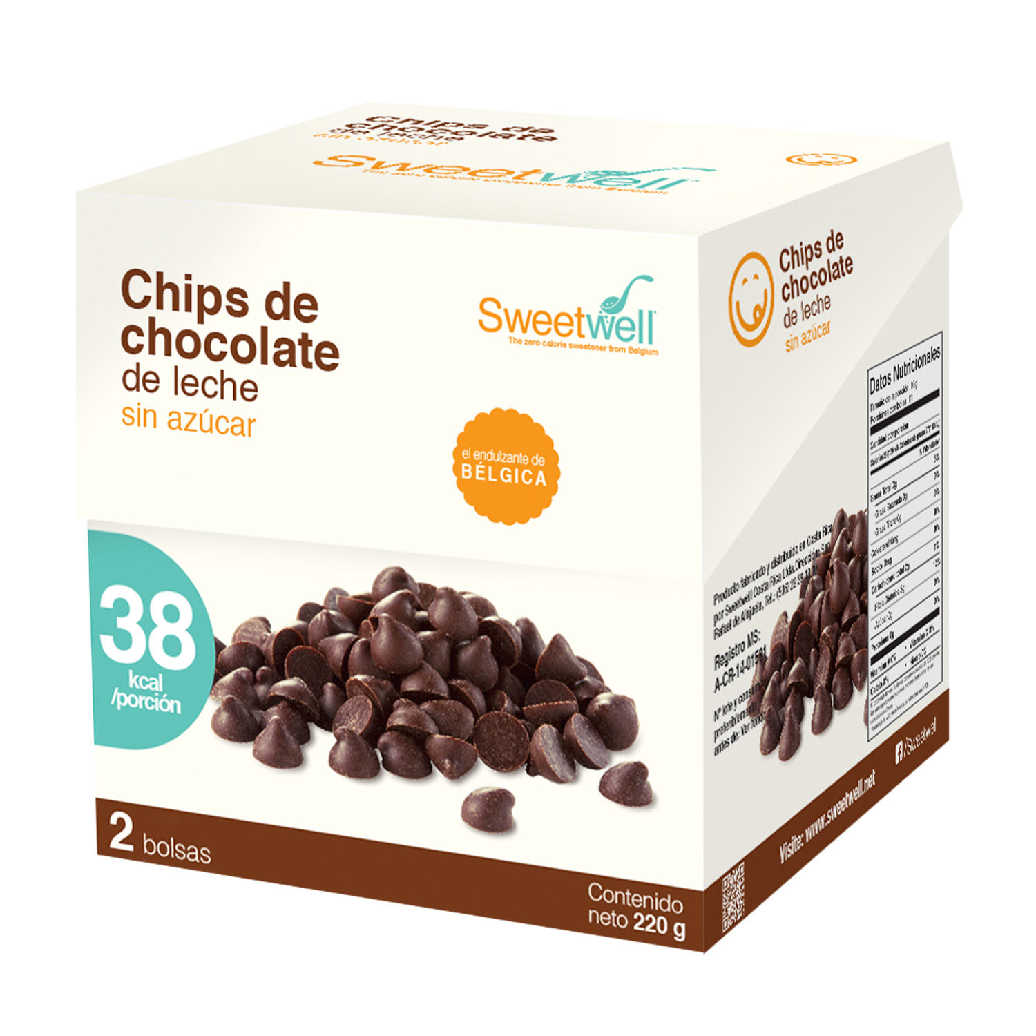 Confiteria Chips Chocolate Con Leche Sweetwell Caja 220 G