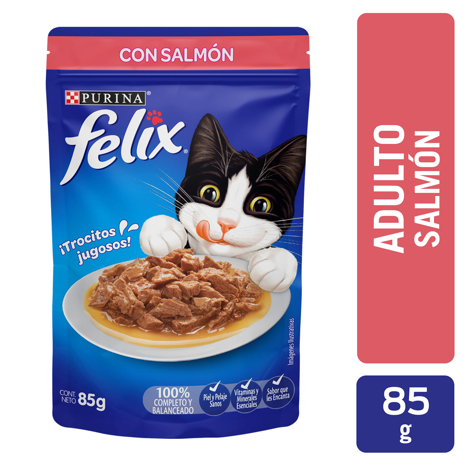 Alimento Gato Adulto Humedo Salmon Felix Bolsa 85 G