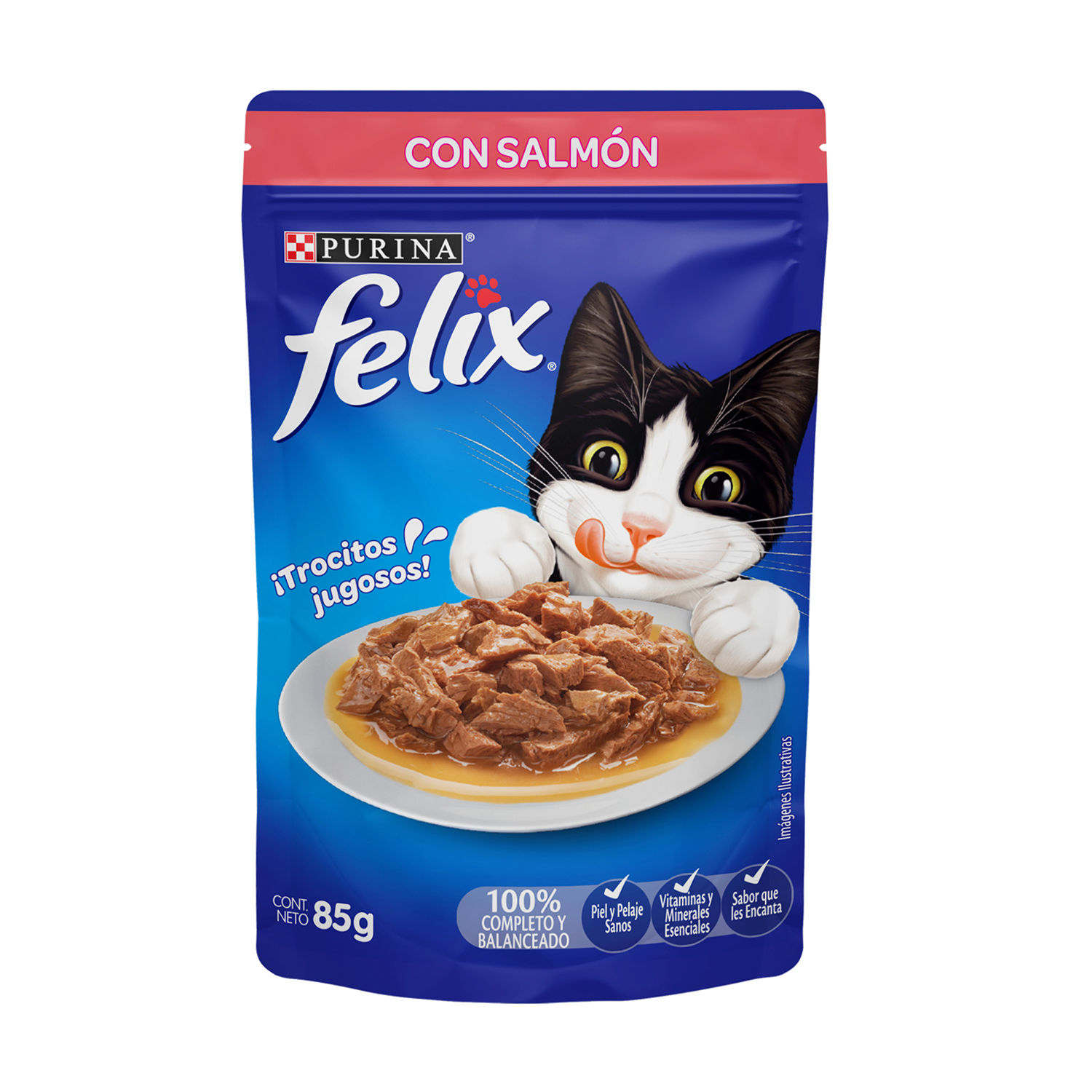 Alimento Gato Adulto Humedo Salmon Felix Bolsa 85 G