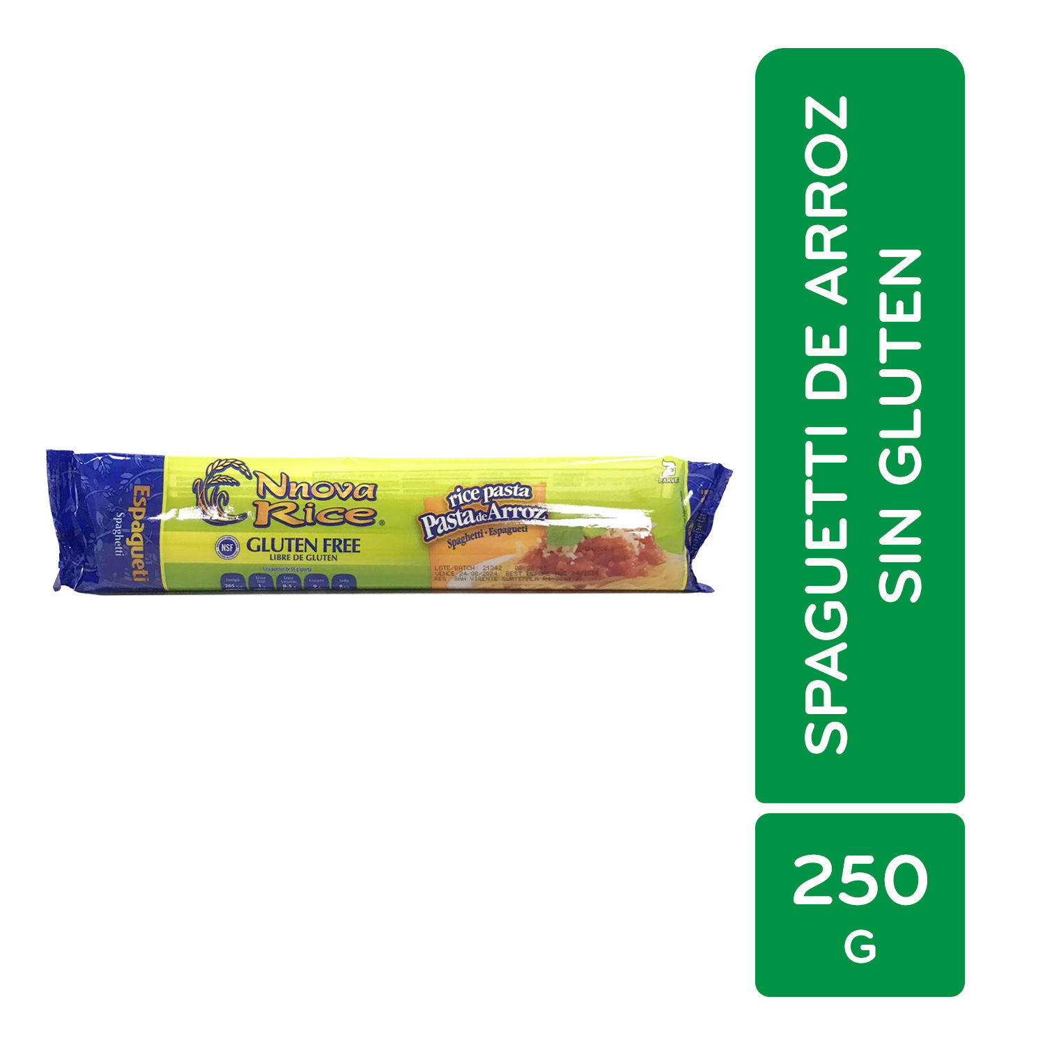 Pasta Alimenticia Spaguetti Arroz Sin Gluten Nnova Rice Caja 250 G