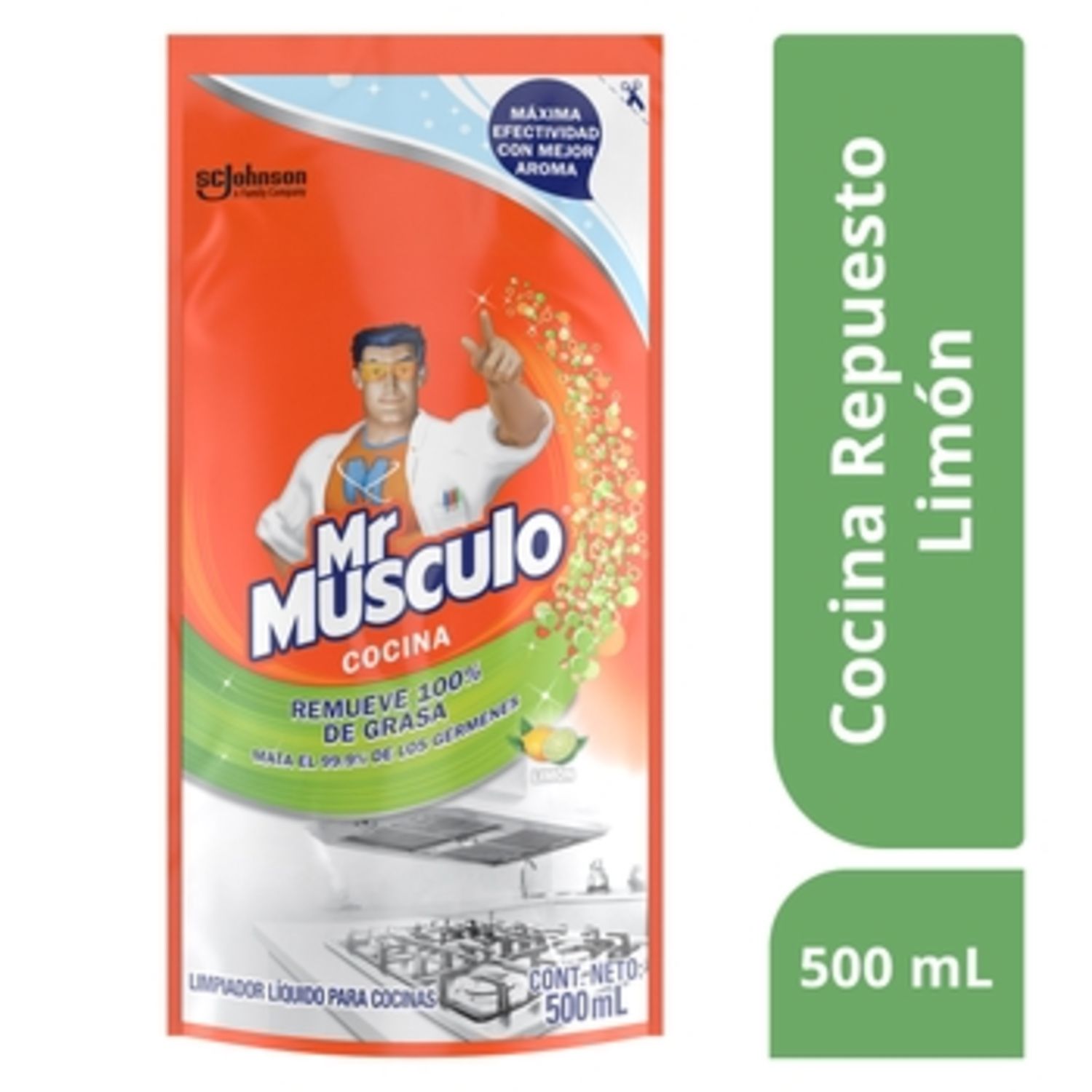 Limpiador Cocina Antigrasa Limon Repuesto Mr Musculo Paquete 500 Ml