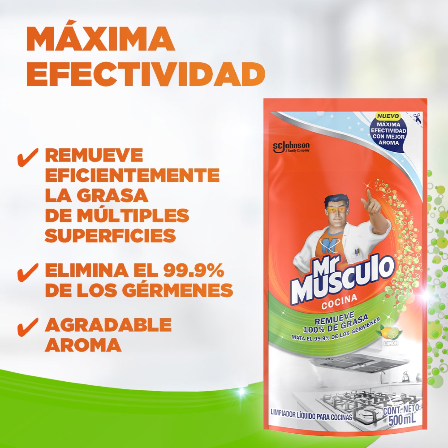 Limpiador Cocina Antigrasa Limon Repuesto Mr Musculo Paquete 500 Ml