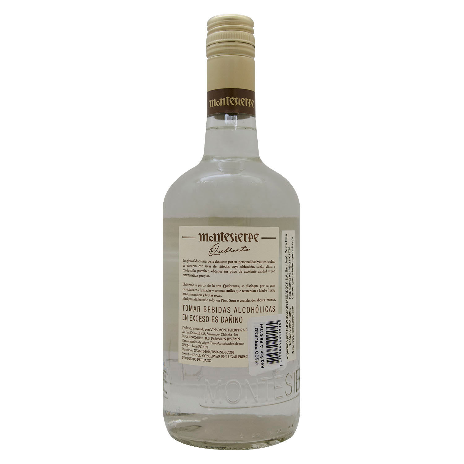 Licor Pisco Torontel Montesierpe Botella 700 Ml