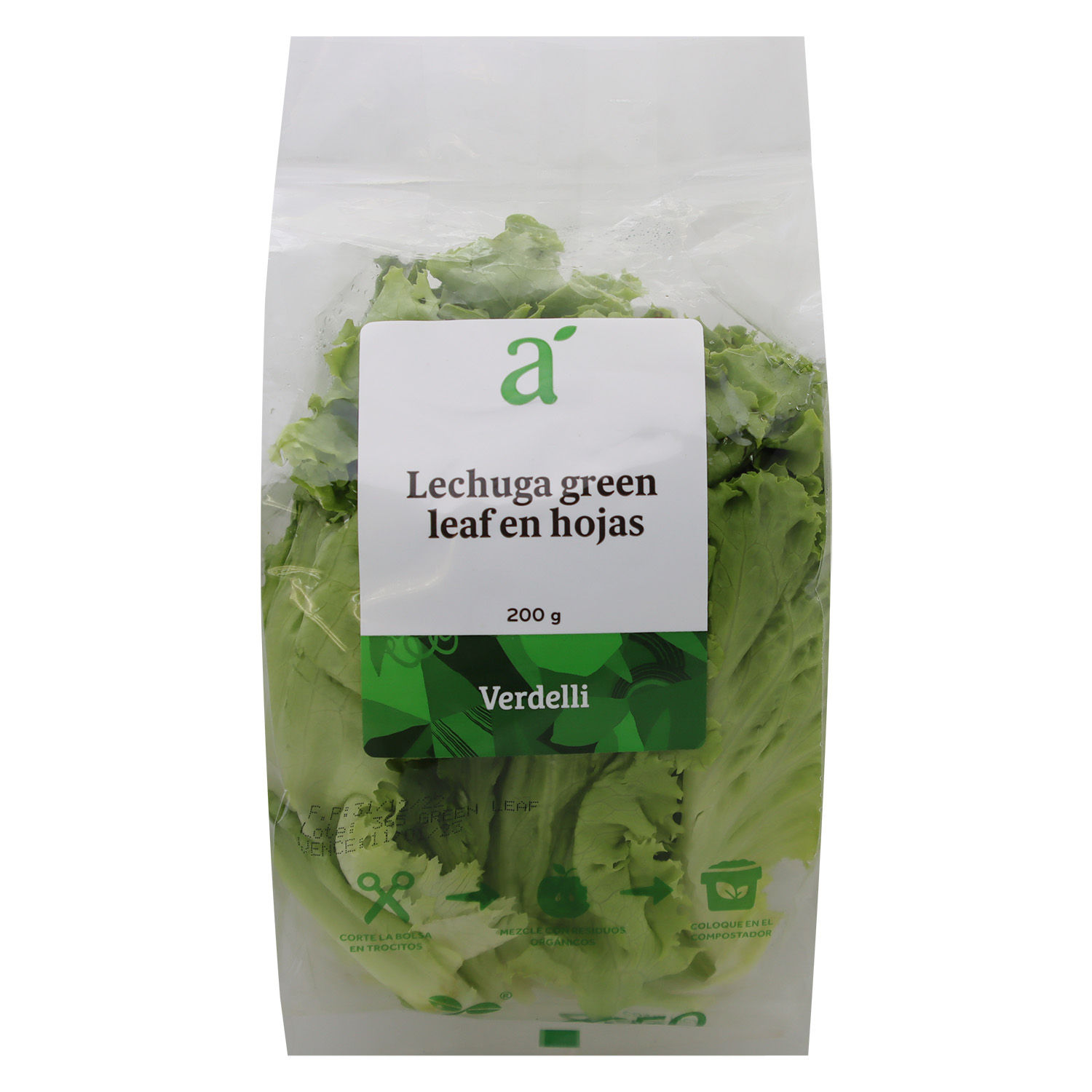 Ensalada Lechuga Green Leaf Auto Mercado Paquete 200 G