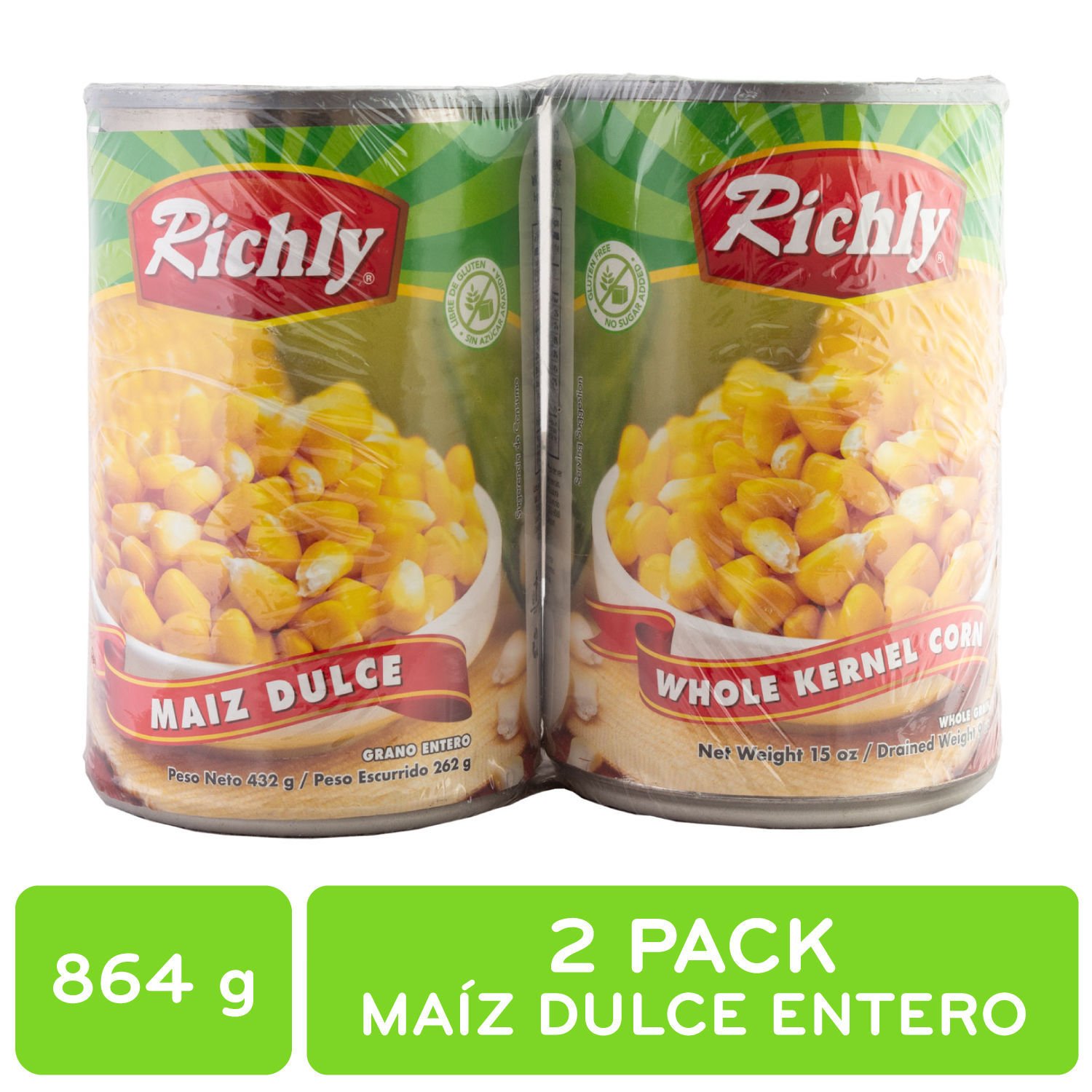 Maiz Entero Dulce 2u Richly Paquete 864 G