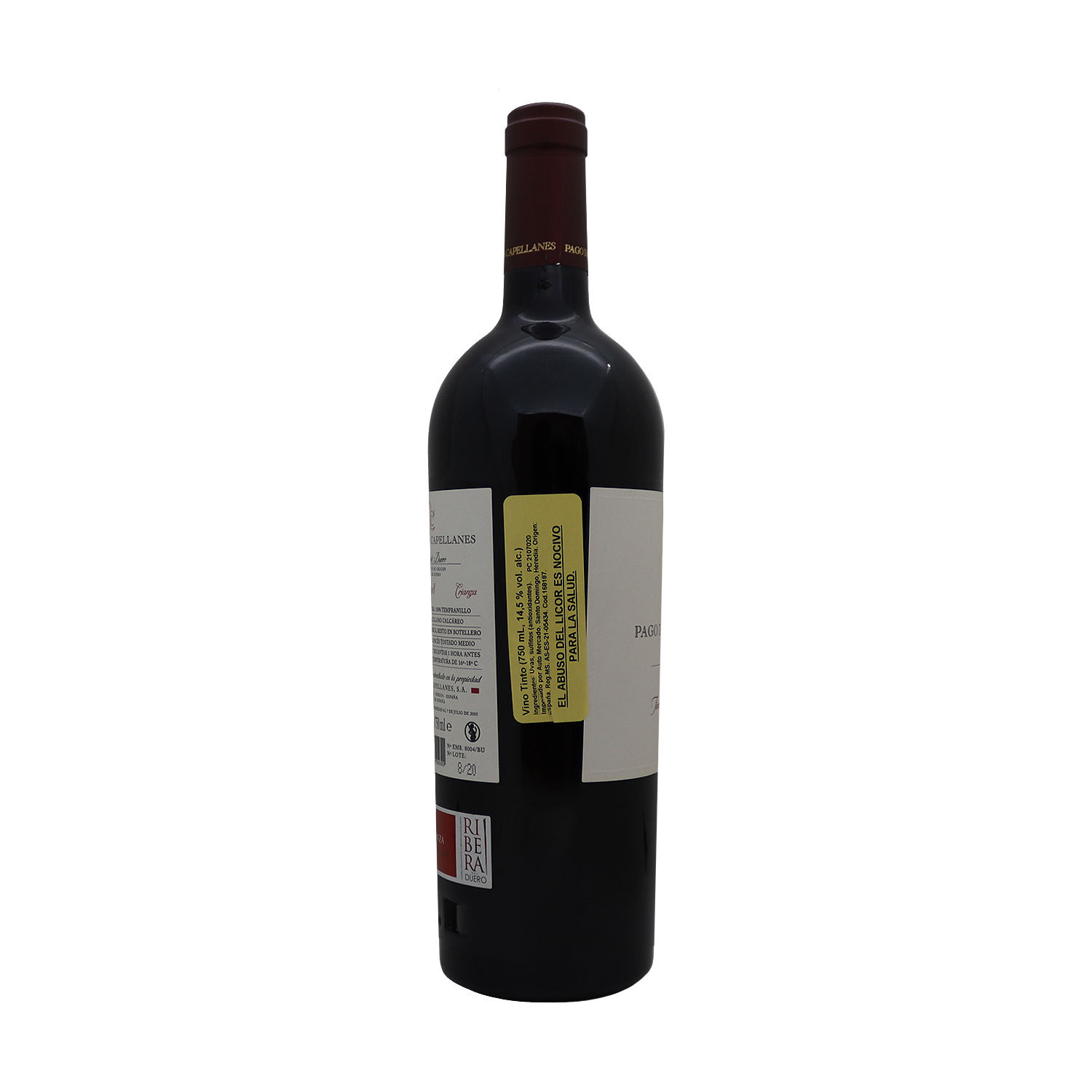 Vino Tinto España Tempranillo Crianza Pago De Los Capellanes Botella 750 Ml