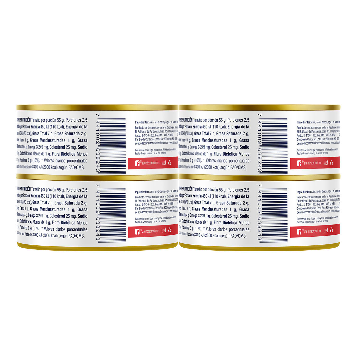 Atun Lomo Entero Aceite Soya 4u Tesoro Del Mar Paquete 560 G