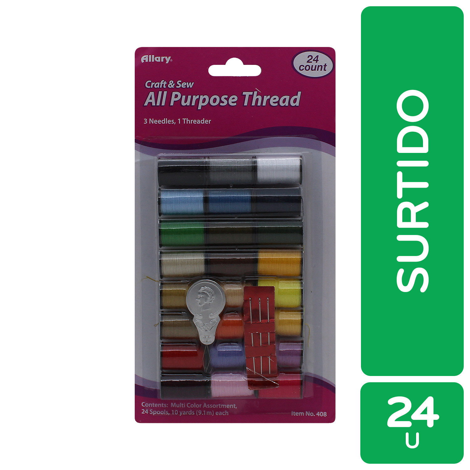 Allary All-Purpose Sewing Thread - Set of 24 Spools