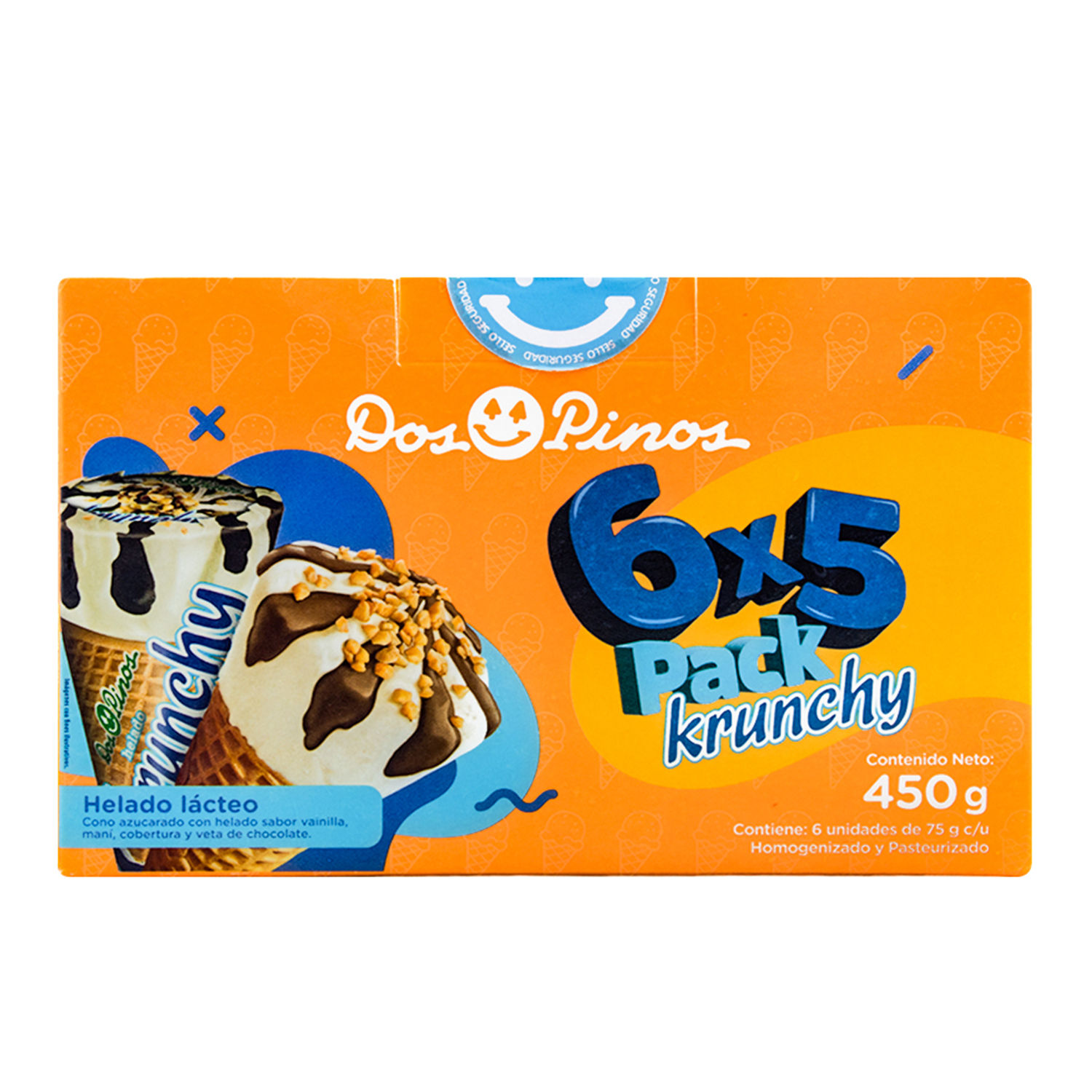 Helado Krunchy 6x5 Dos Pinos Caja 450 G