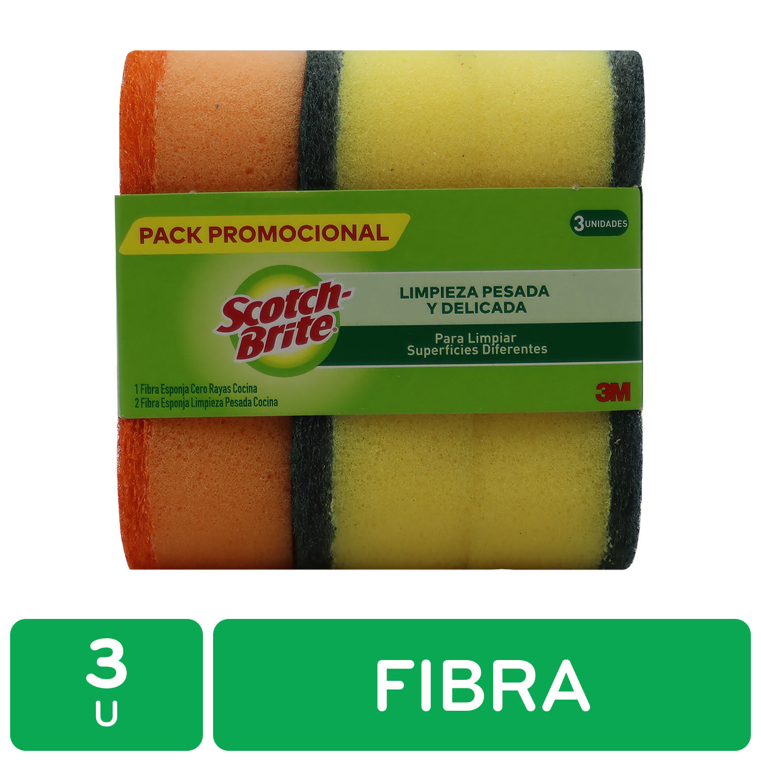 Esponja Fibra Surtido Scotch Brite Blister 3 Unid