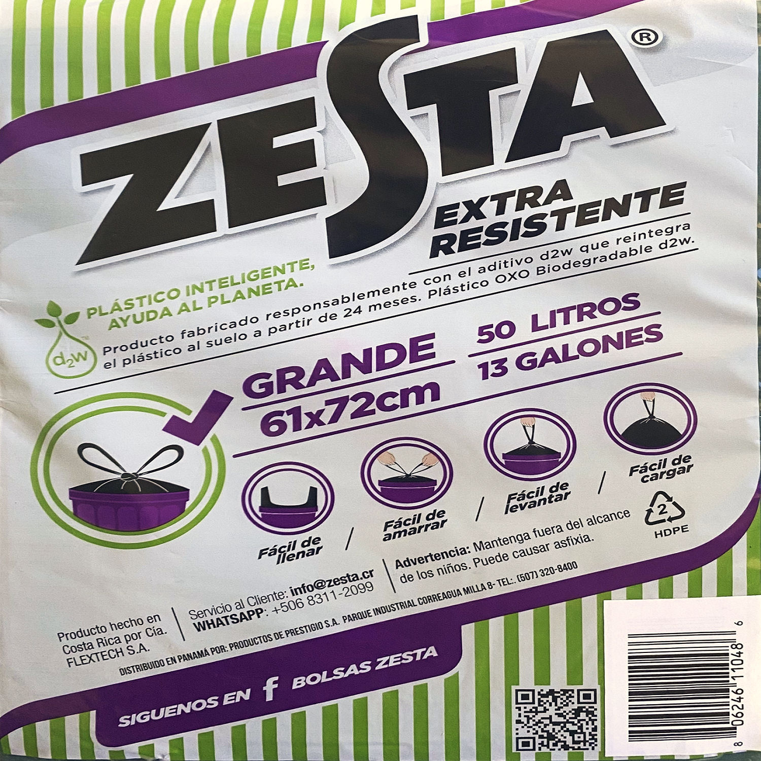 Bolsa Basura Grande Verde Agarradera Bio Zesta Bolsa 12 Unid