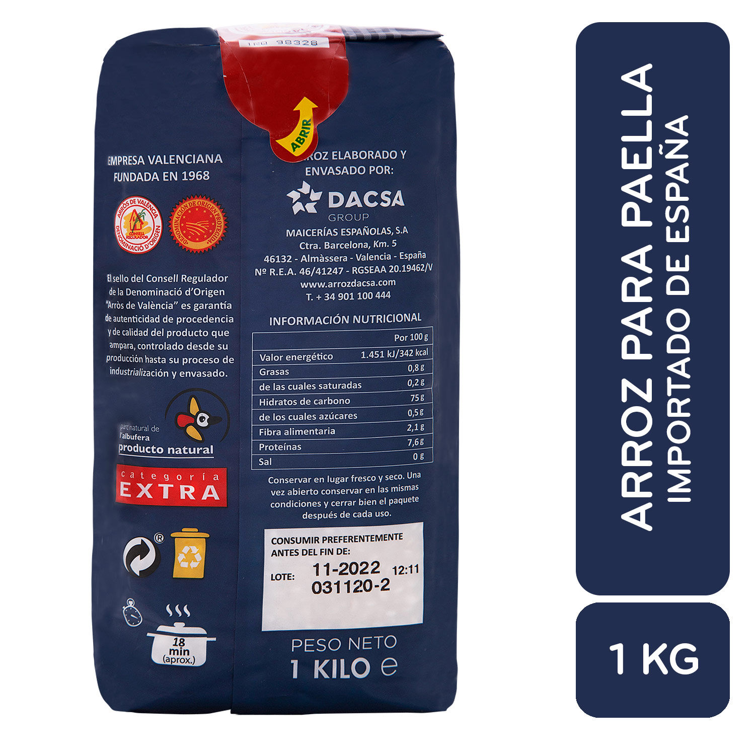 Arroz Preparado Paella Dacsa Paquete 1000 G