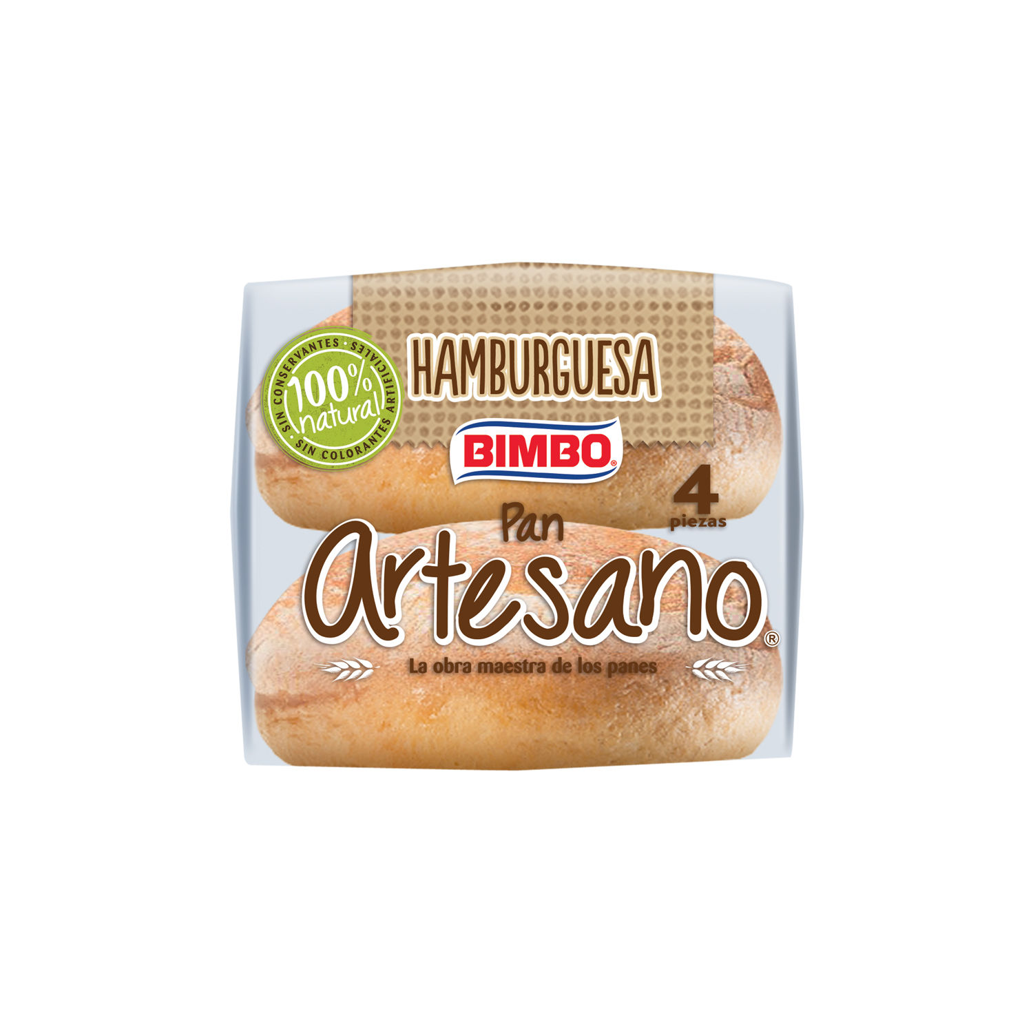 Pan Empacado Hamburguesa Artesano 4u Bimbo Paquete 350 G