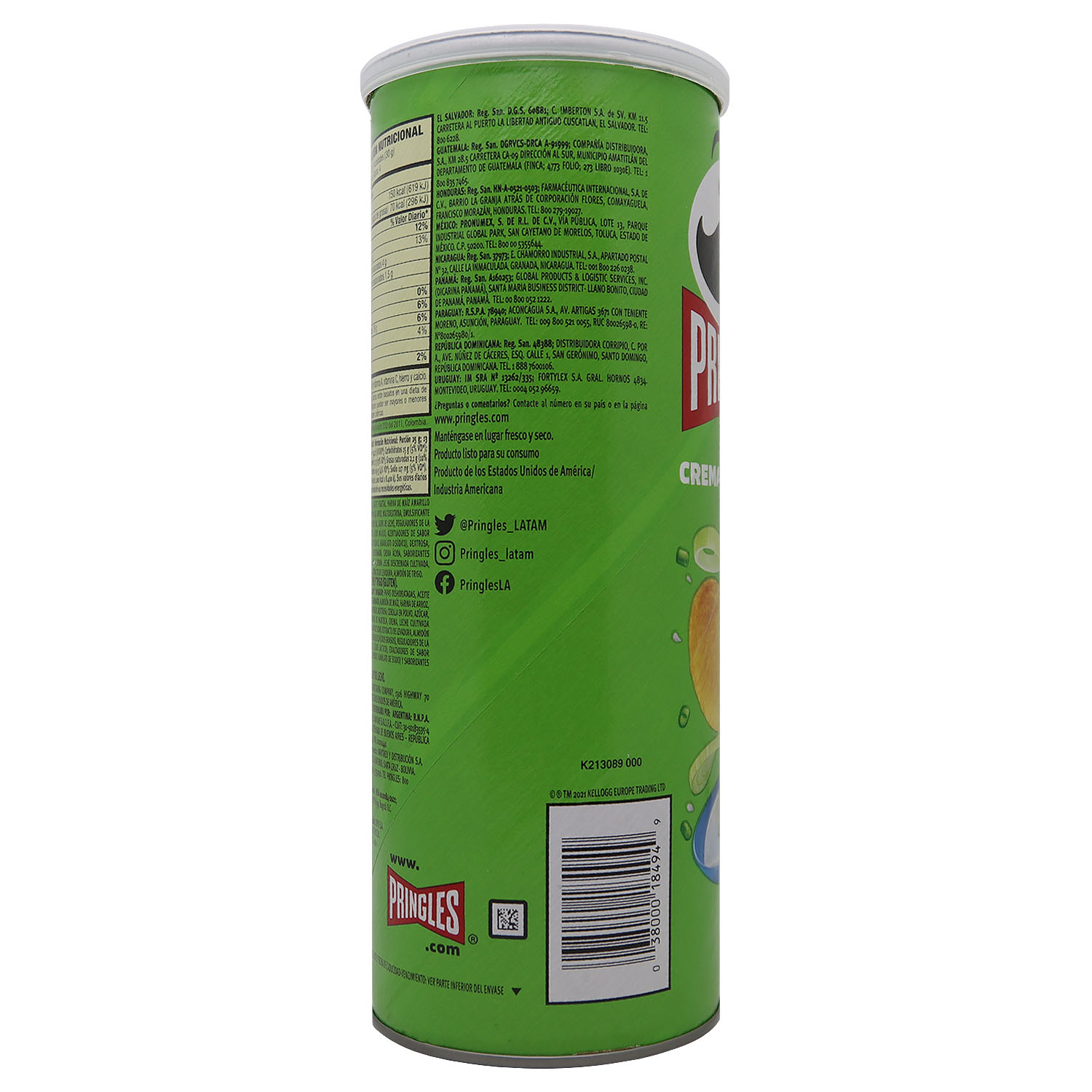 Papa Tostada Crema Cebolla Pringles Lata 124 G