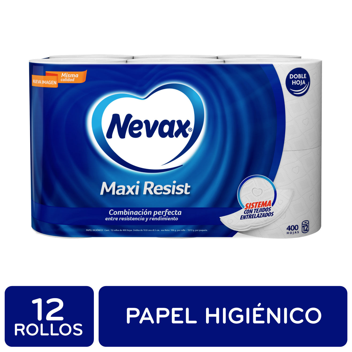 Papel Higienico Doble Hoja Maxi Resist 12u Nevax Paquete 1260 G