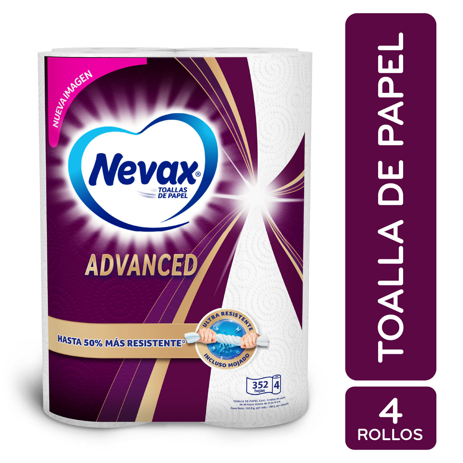 Toalla De Cocina Reutilizable Advance 60h 4u Nevax Paquete 728 G