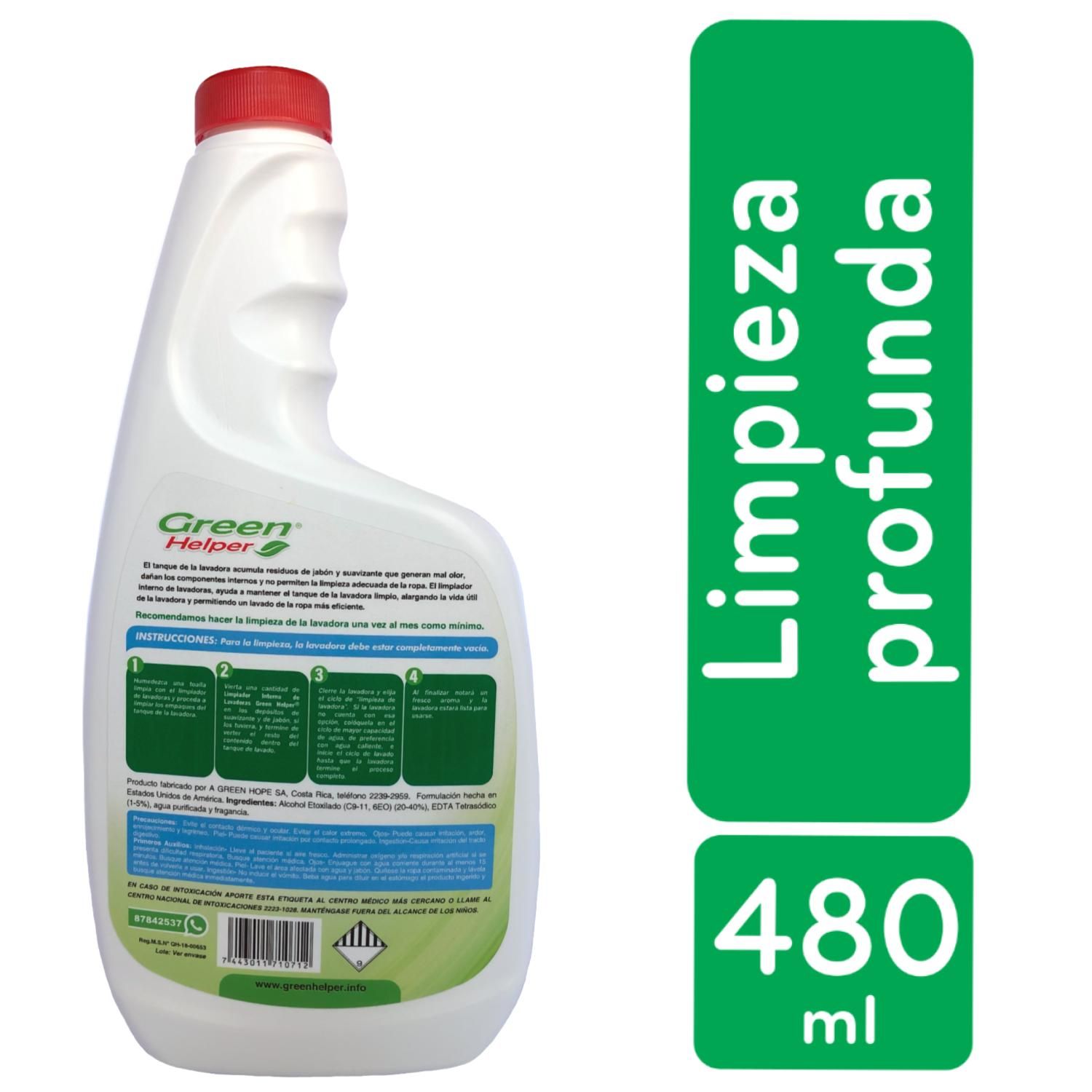 Limpiador Multiuso Interno Lavadora Liquido Green Helper Envase 480 Ml