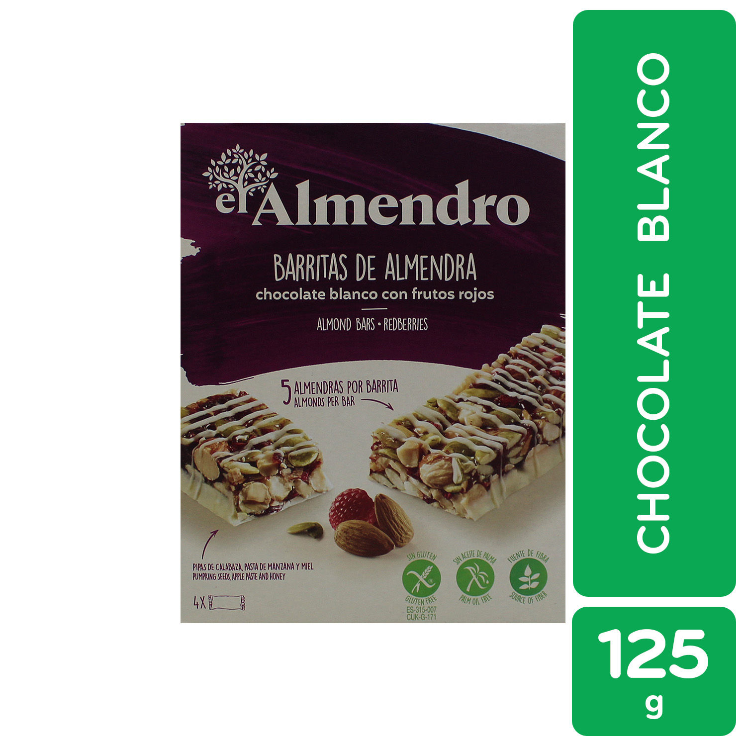 Barra Almendra Chocolate Blanco El Almendro Caja 100 G