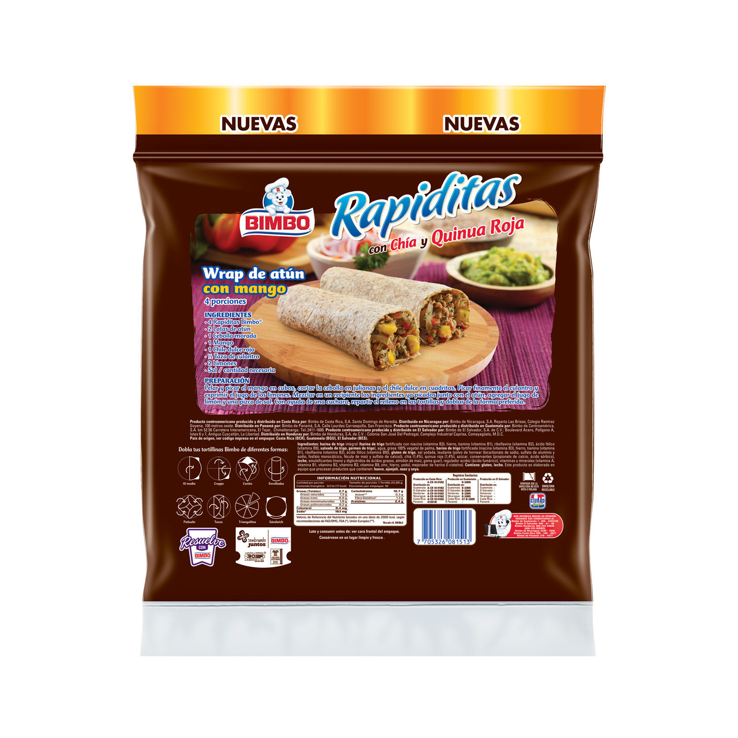 Tortillas Trigo Chia Quinoa Bimbo Paquete 250 G