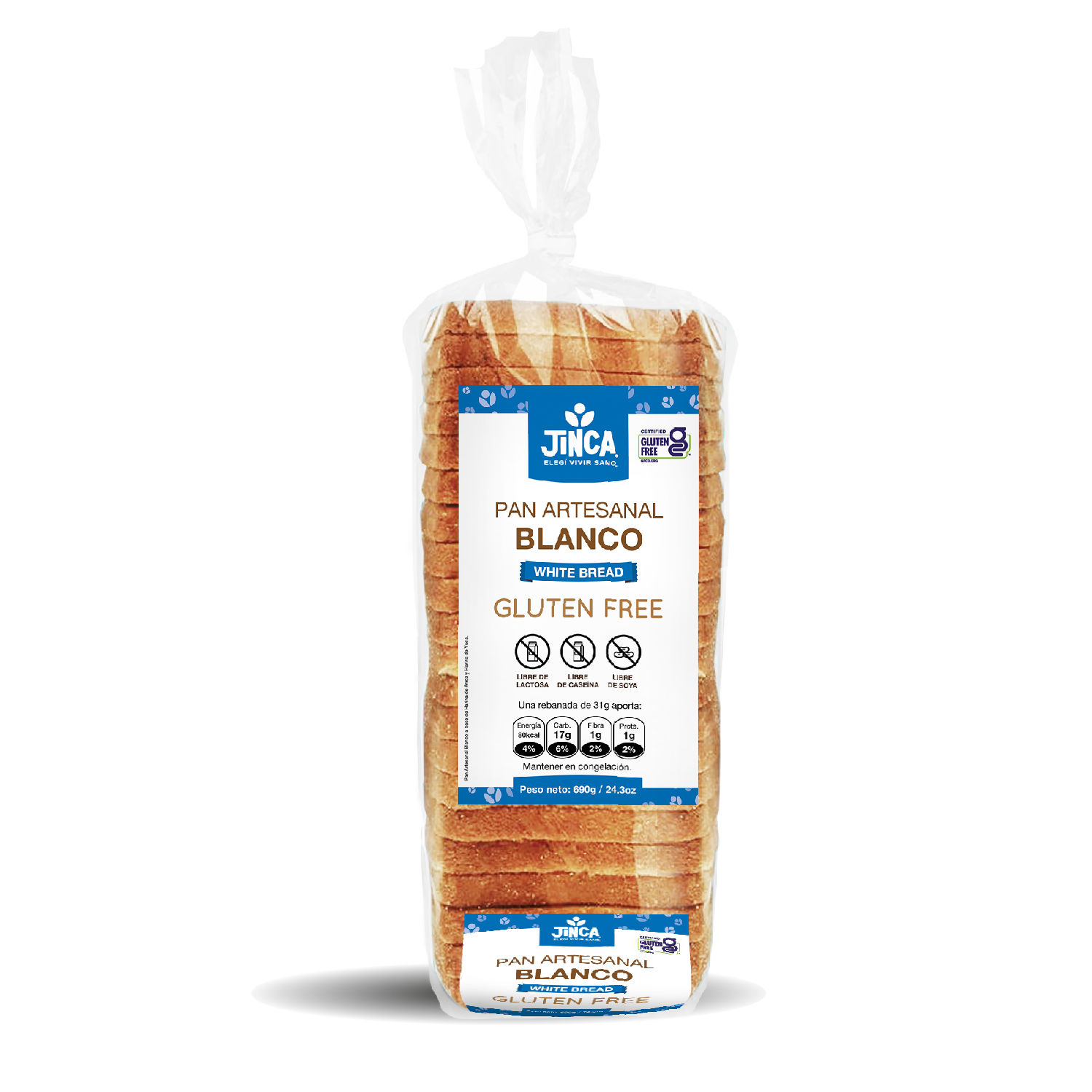 Pan Cuadrado Sin Gluten Jinca Foods Paquete 690 G