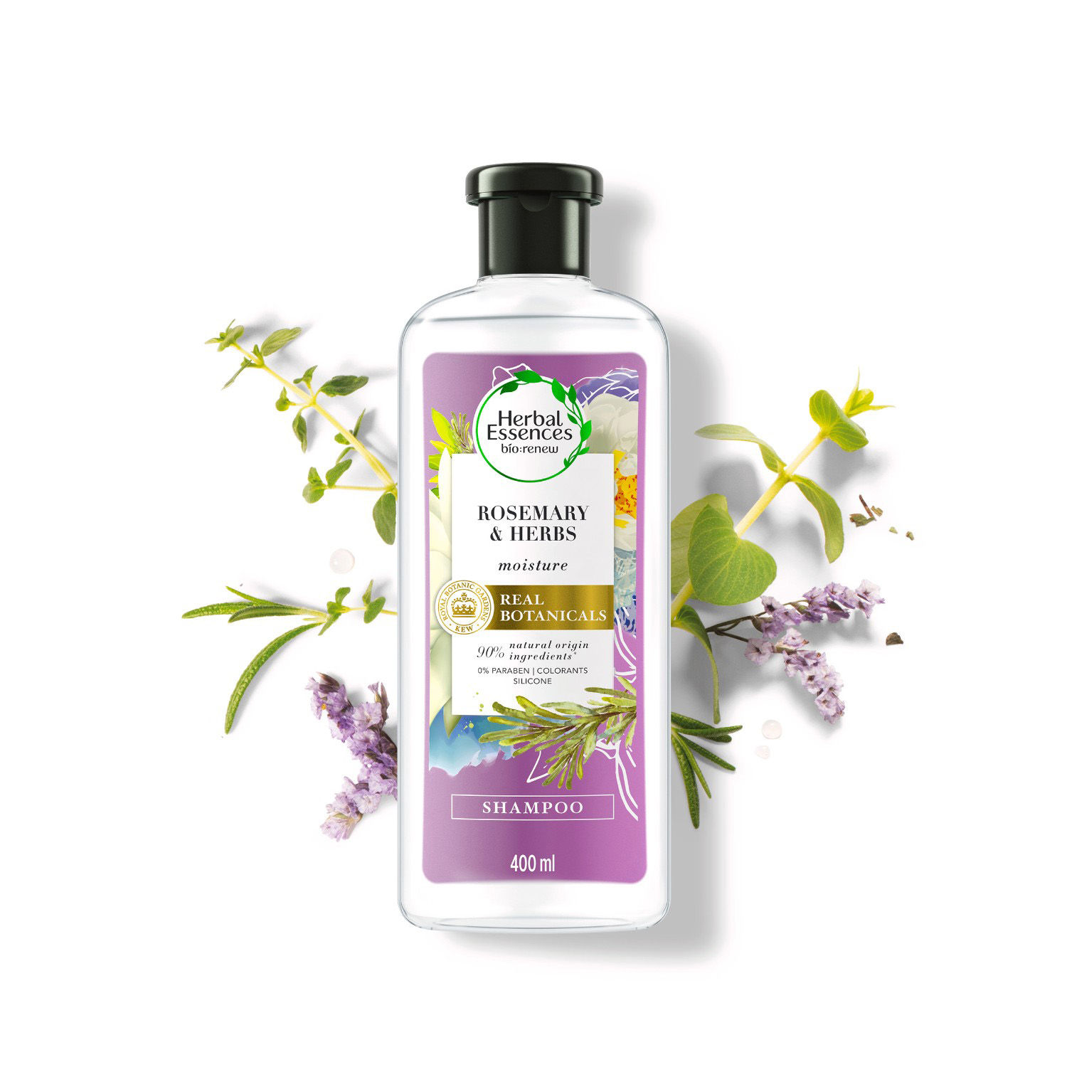Shampoo Natural Revitalizante Romero Y Hierbas Herbal Essences Envase