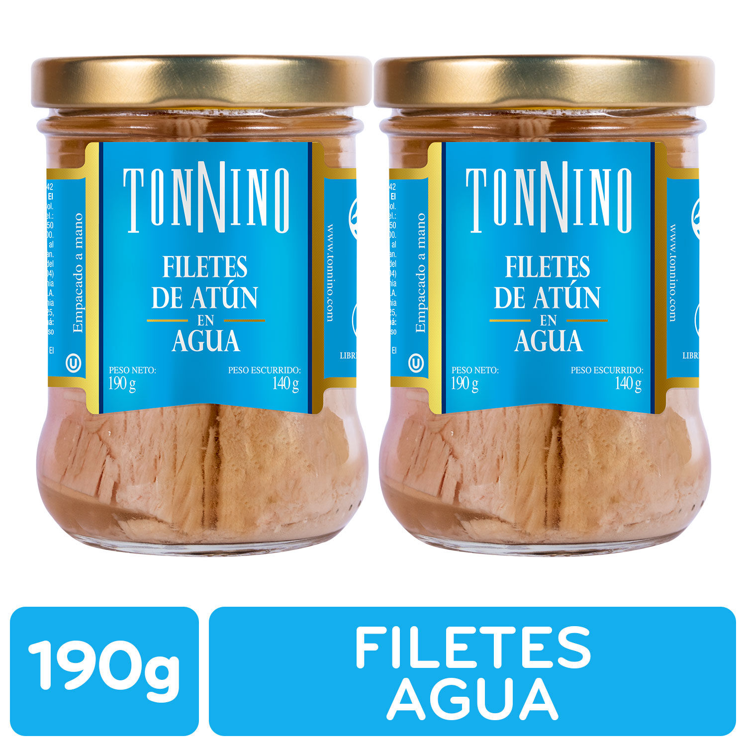 Atun Filete Agua 2u Tonnino Frasco 380 G