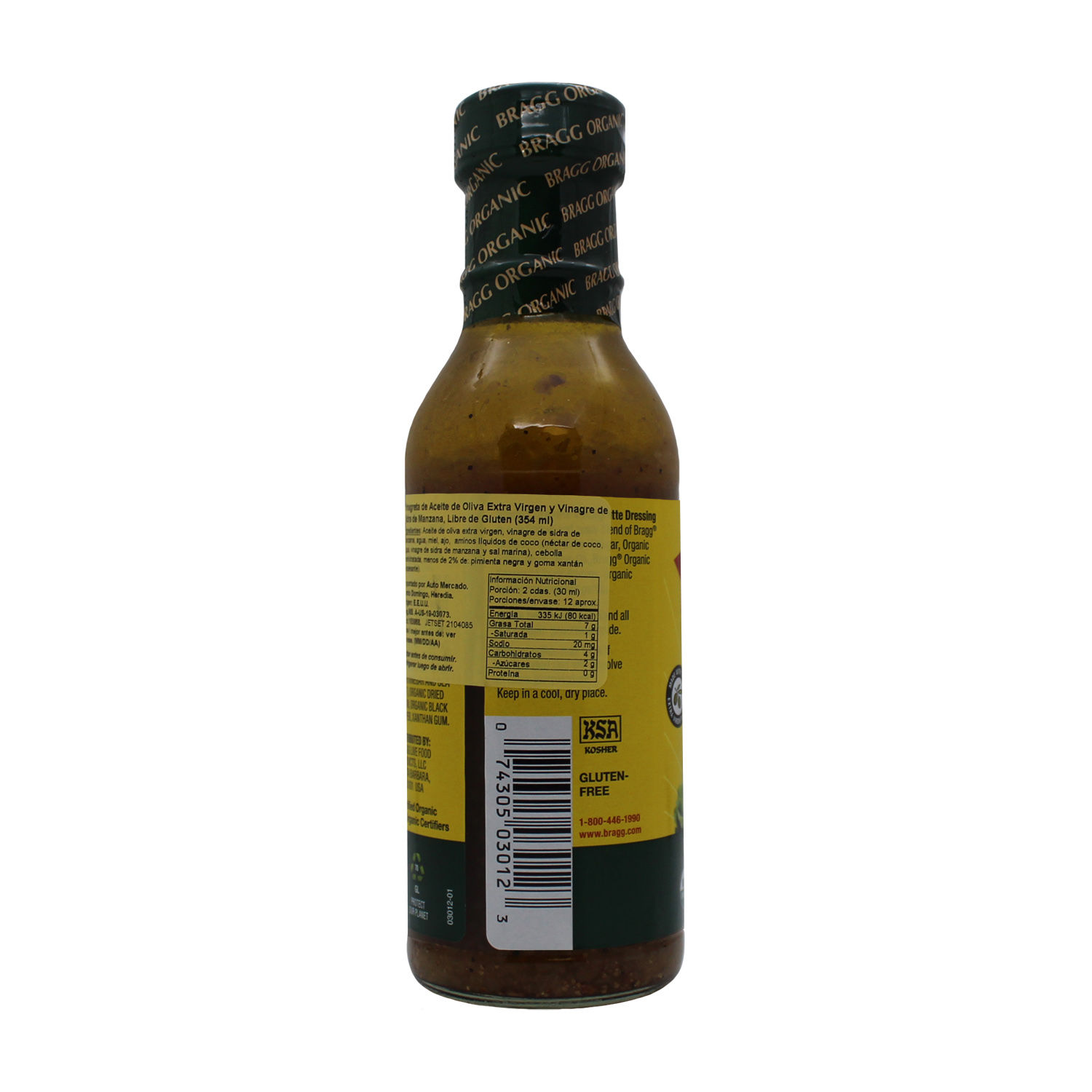 Aderezo Vinagreta Aceite Oliva Bragg Botella 354 Ml