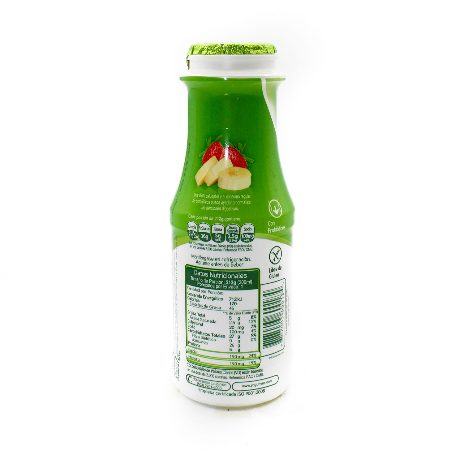 Yogurt Liquido Banano Fresa Yes Envase 200 G